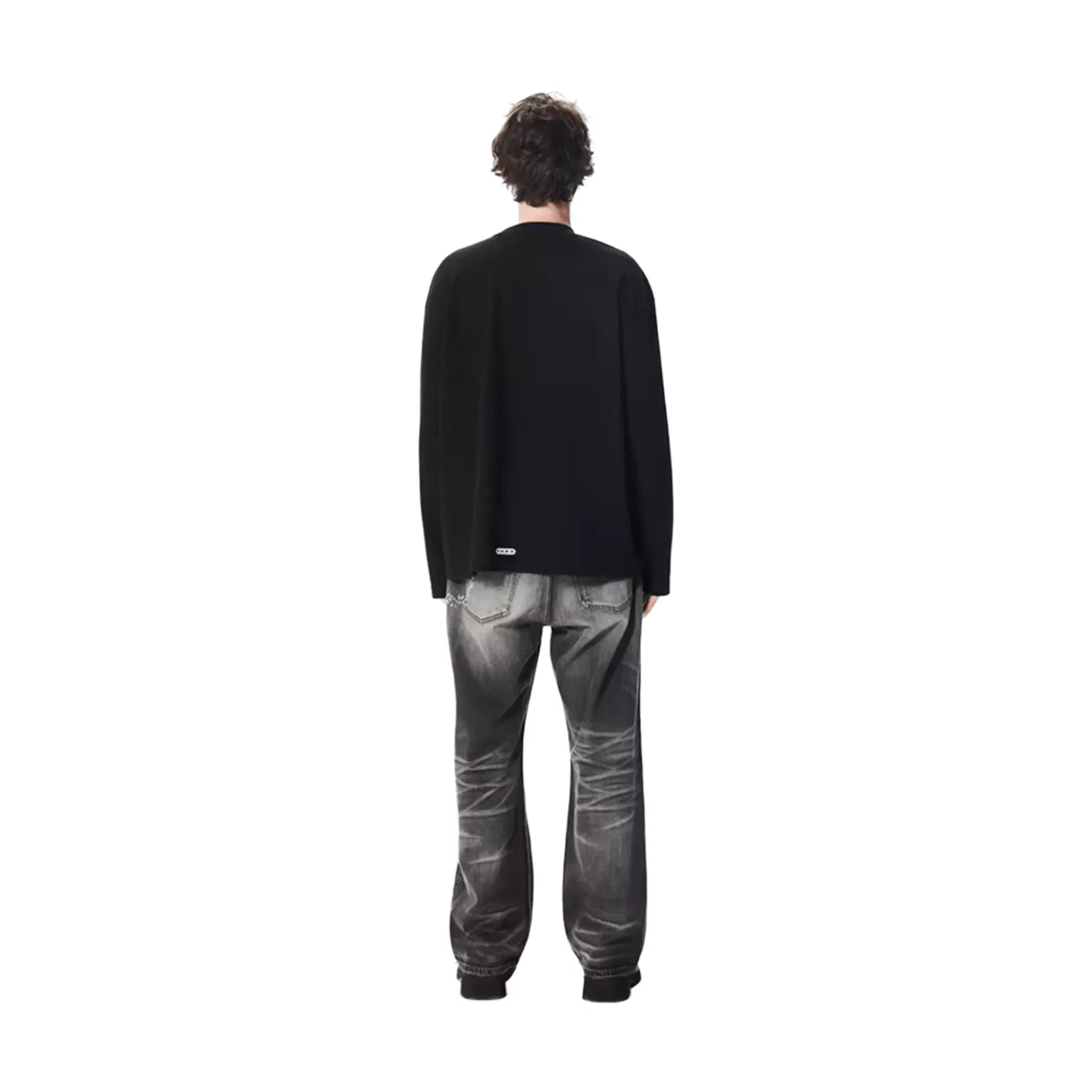 GOODBRAND Splicing Sequin Printed Logo Long Sleeved Tee Black (FW25)