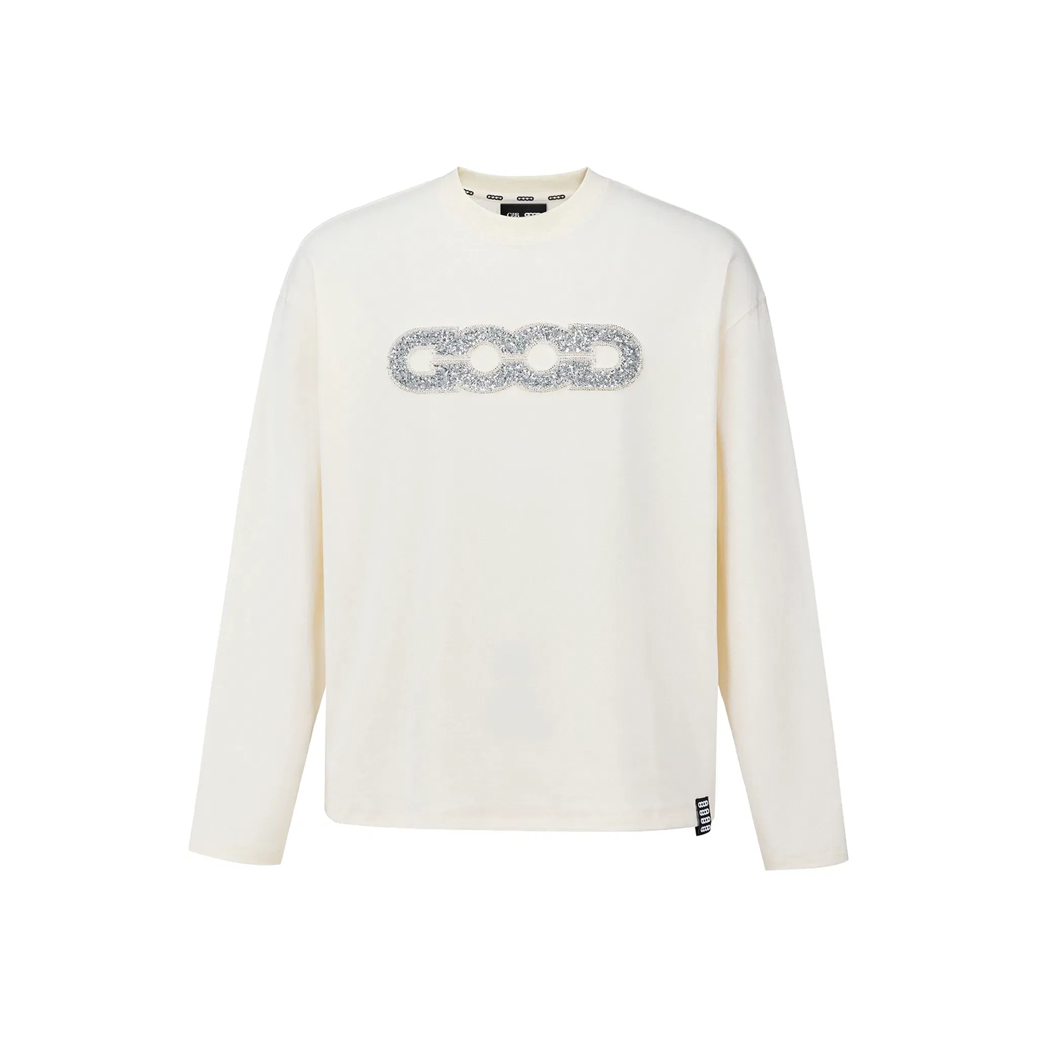 GOODBRAND Good Map Sequin Embroidered Long Sleeved Tee White (FW25)