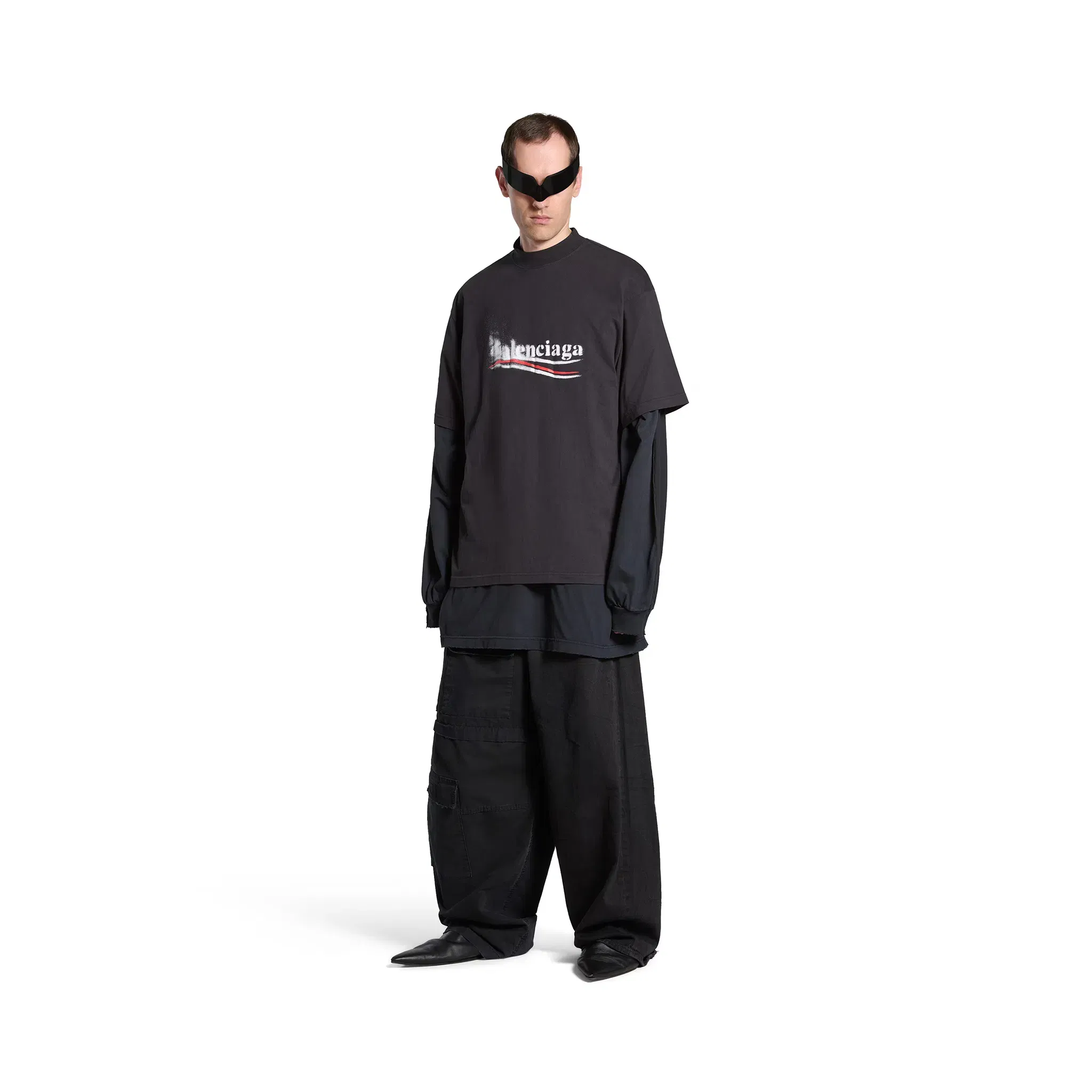 BALENCIAGA Political Stencil Medium Fit Tee Black/White (SS25)