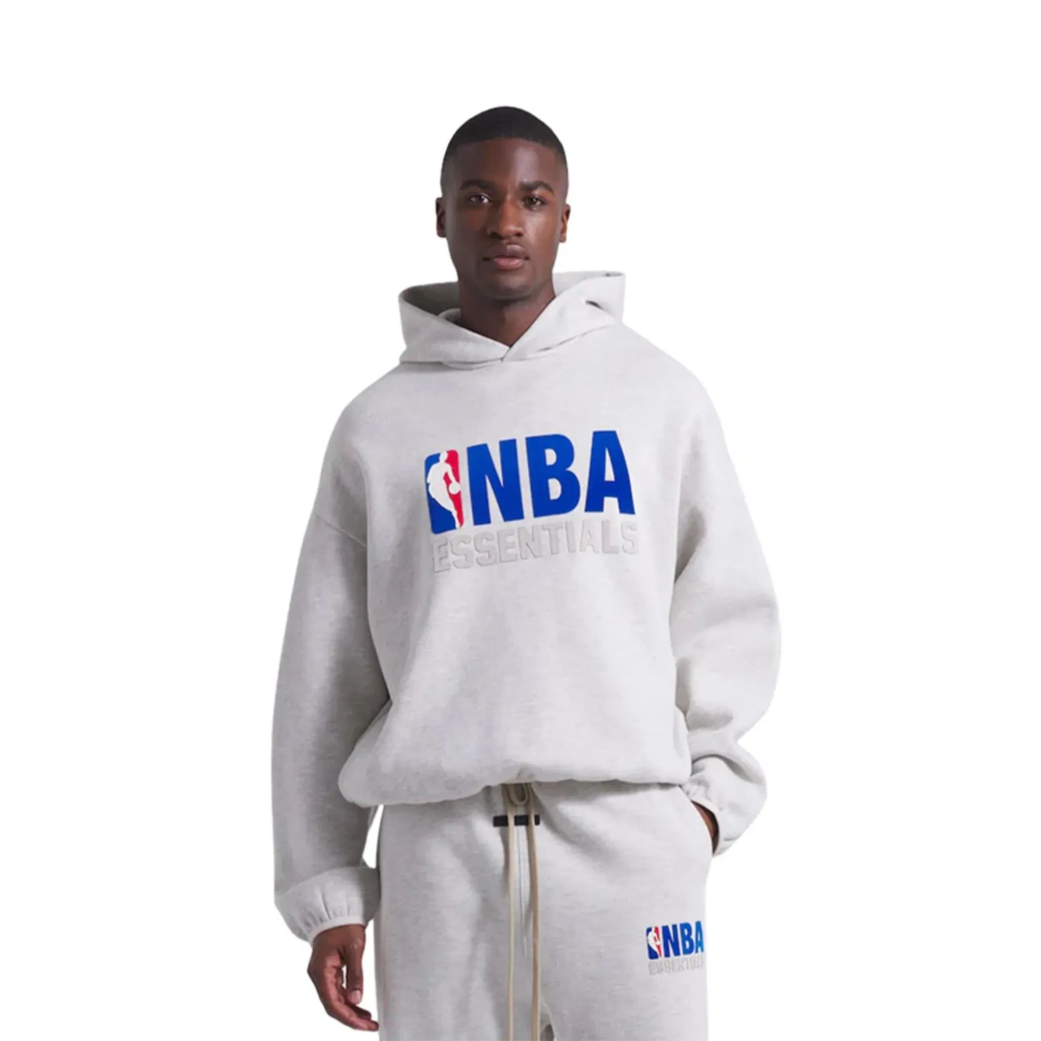 Fear of God Essentials x NBA Logo Fleece Hoodie Light Heather (FW24)