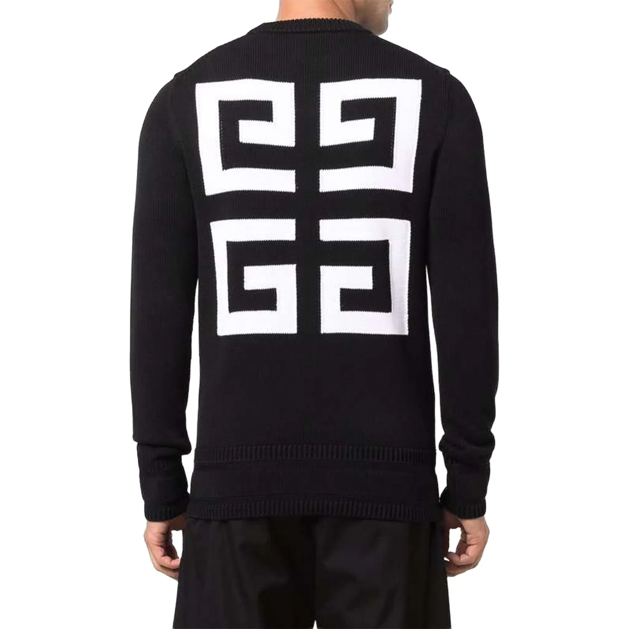 GIVENCHY 4G Logo Cotton Crew Knitwear Sweater Black (FW21)