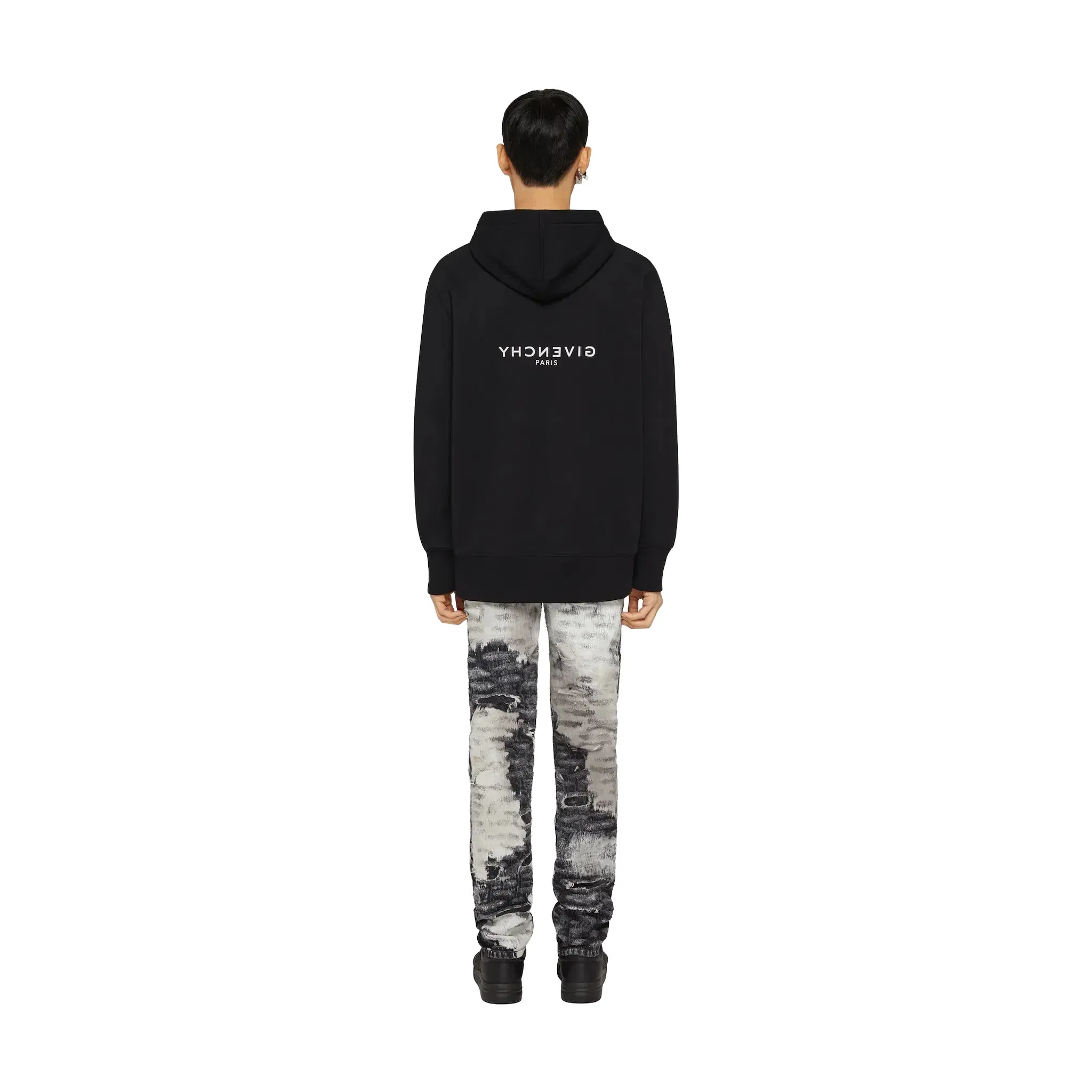 GIVENCHY Classic Fit Reverse Print Hoodie Black (FW22)