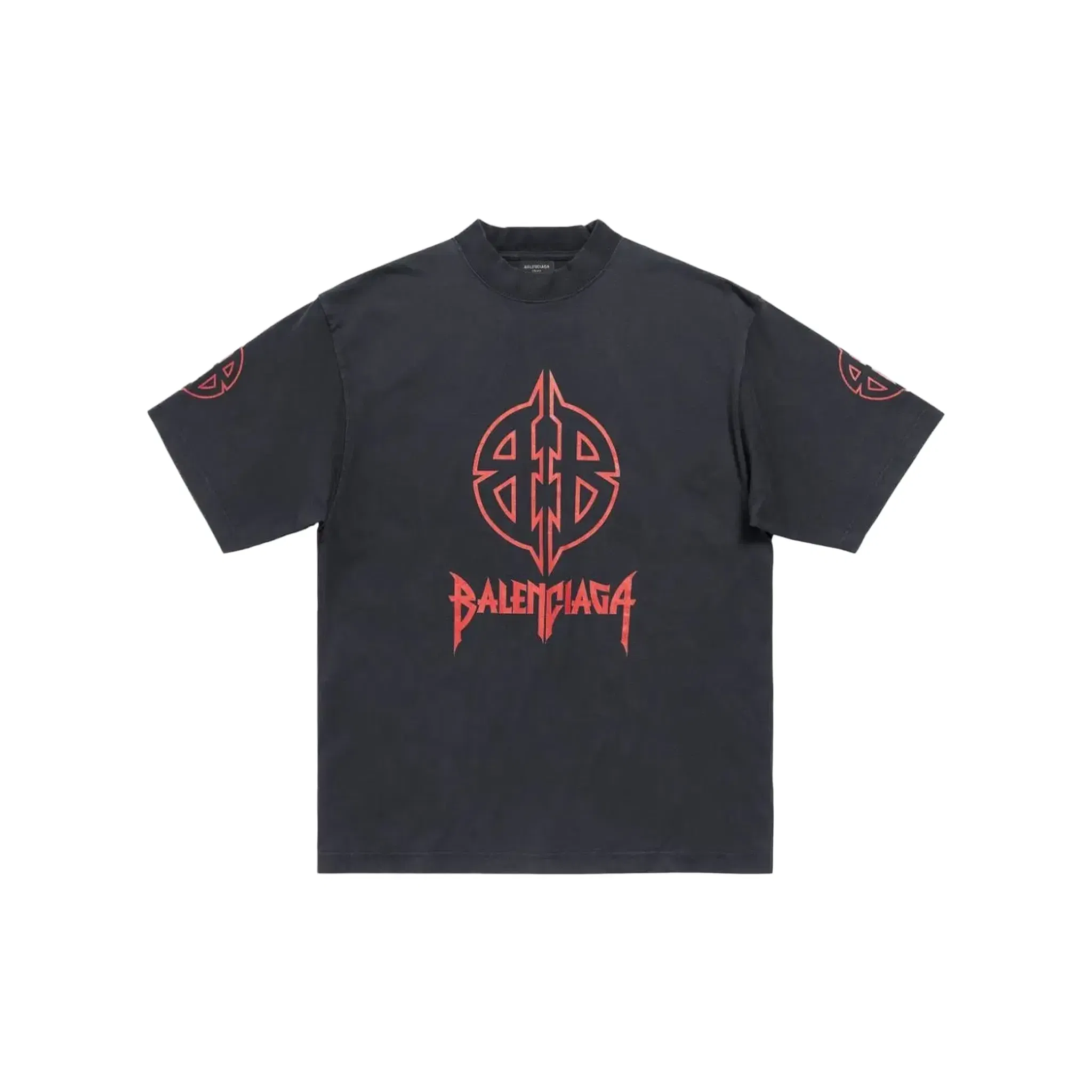 BALENCIAGA Graphic Metal Medium Fit Tee Faded Black/Red (FW23)