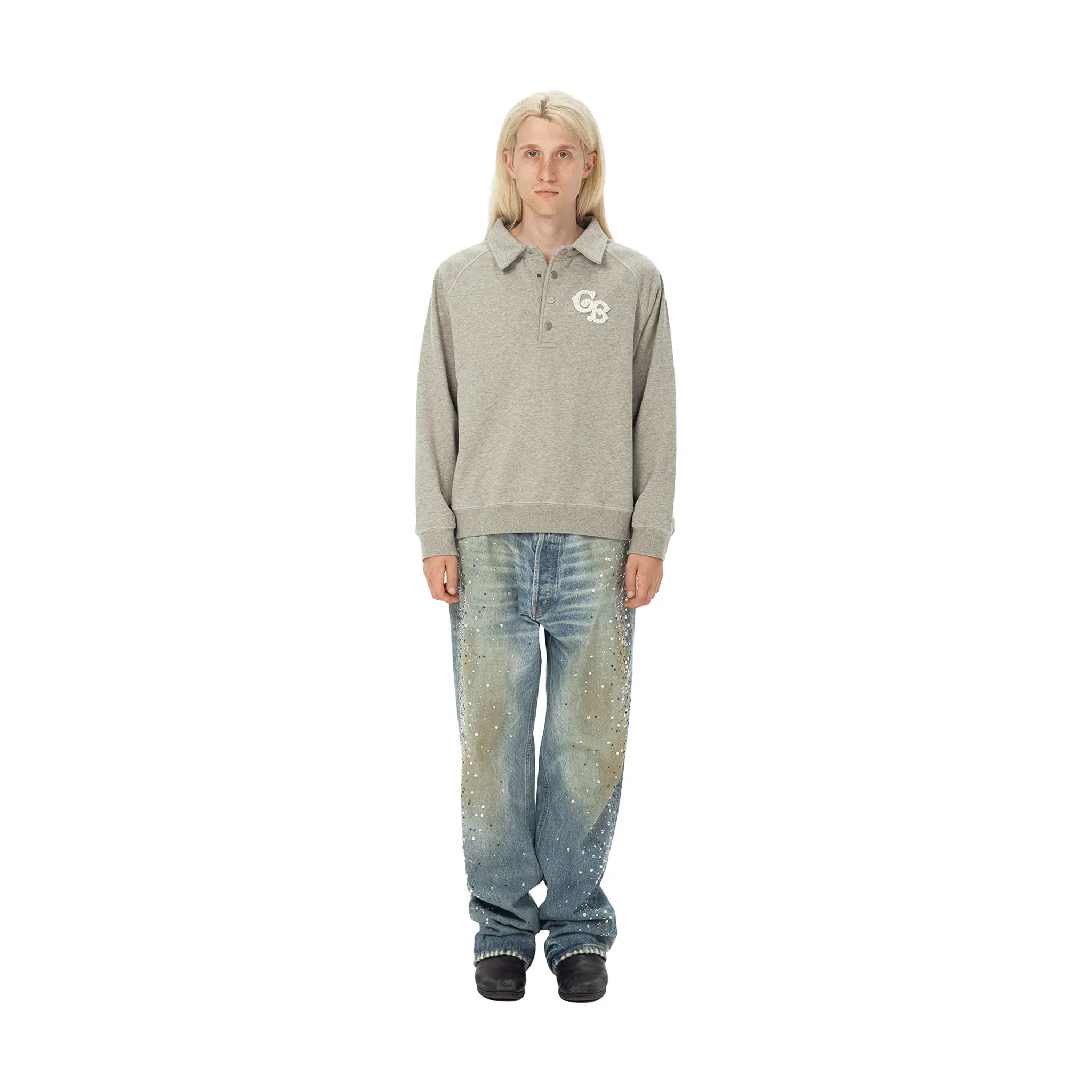 GOODBRAND Pearl Polo Long Sleeved Sweatshirt Grey (FW24)