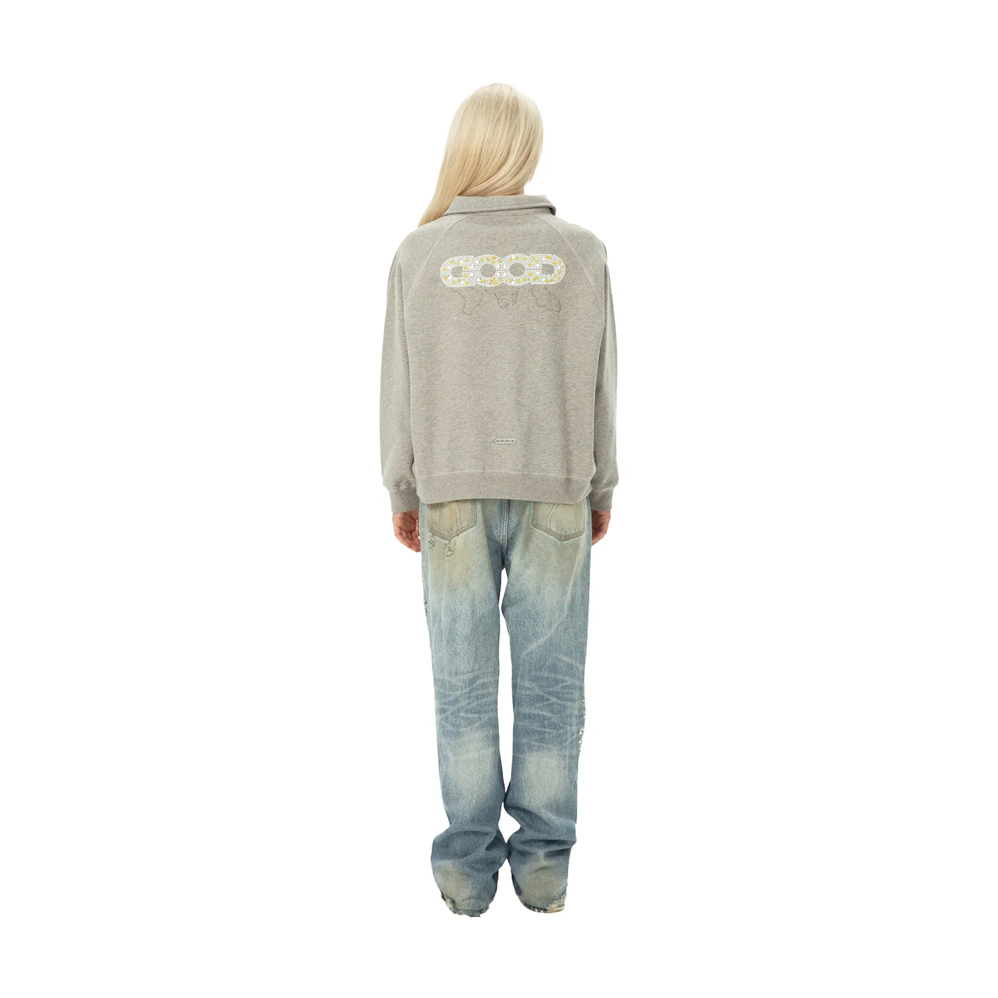 GOODBRAND Pearl Polo Long Sleeved Sweatshirt Grey (FW24)