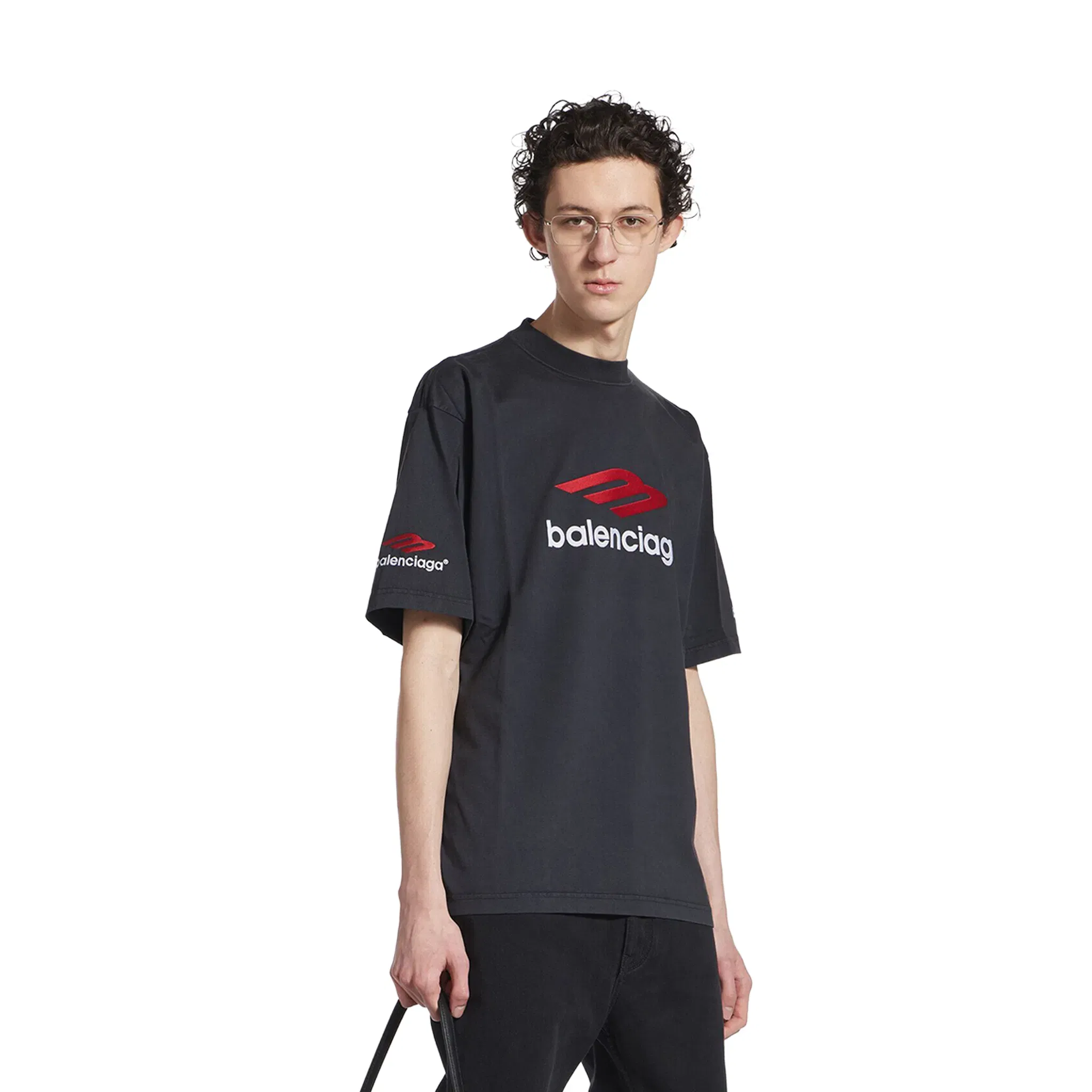 BALENCIAGA 3B Sports Icon Medium Fit Tee Black/Red/White (SS25)