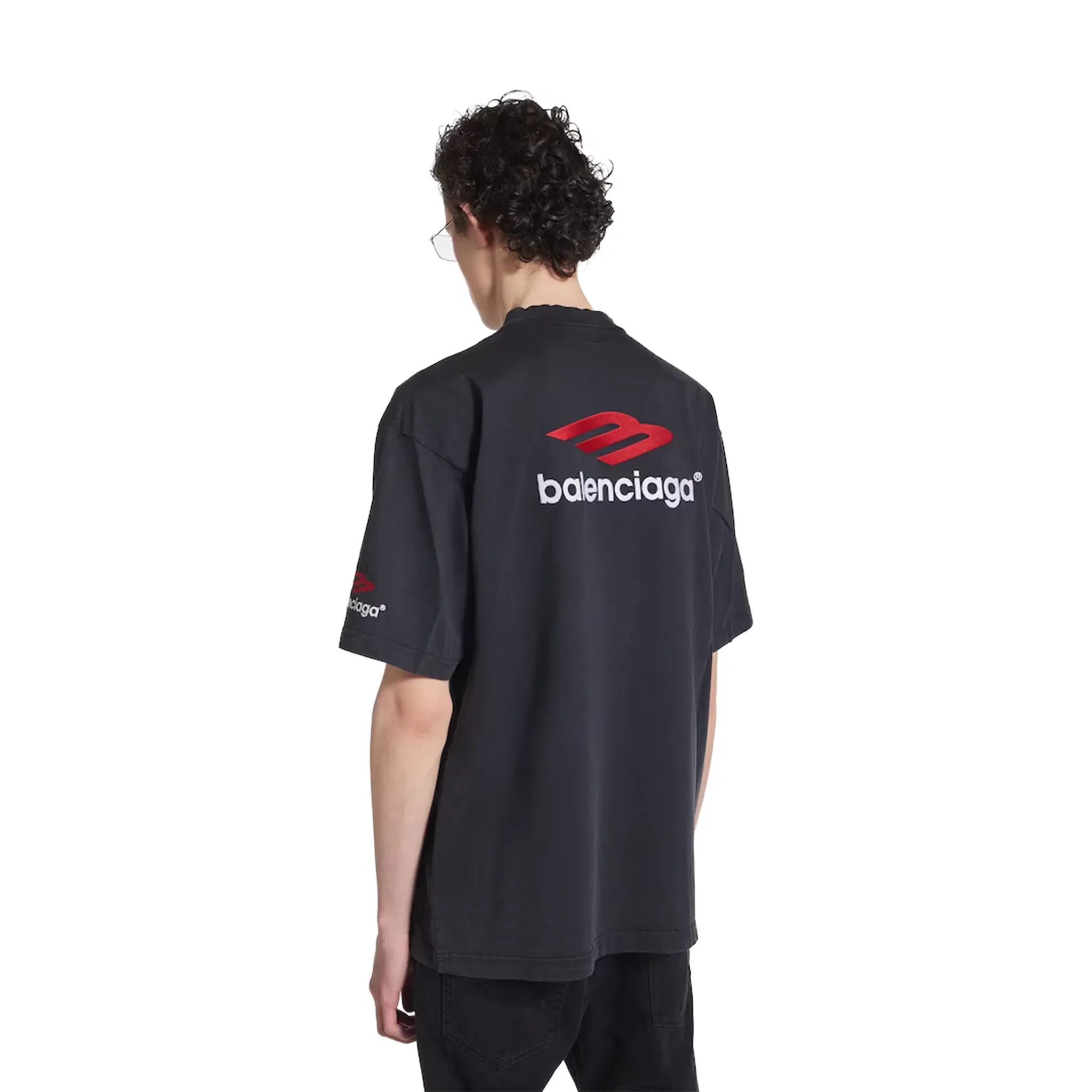 BALENCIAGA 3B Sports Icon Medium Fit Tee Black/Red/White (SS25)