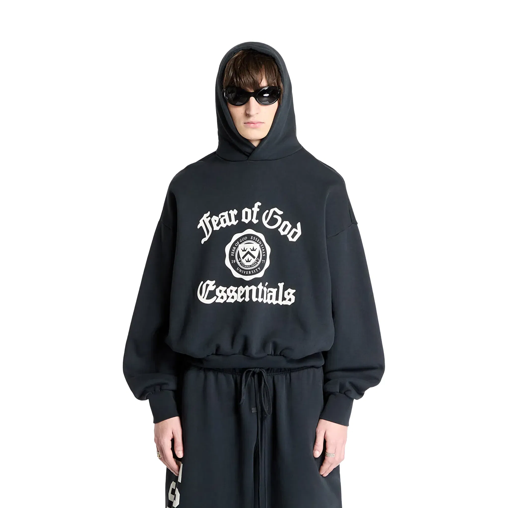 Fear of God Essentials Fleece Vintage Shrunken Hoodie Black (FW24)