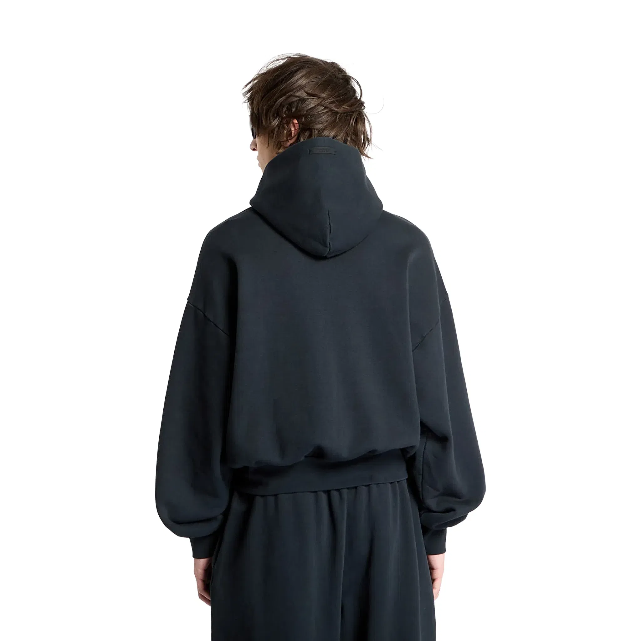 Fear of God Essentials Fleece Vintage Shrunken Hoodie Black (FW24)