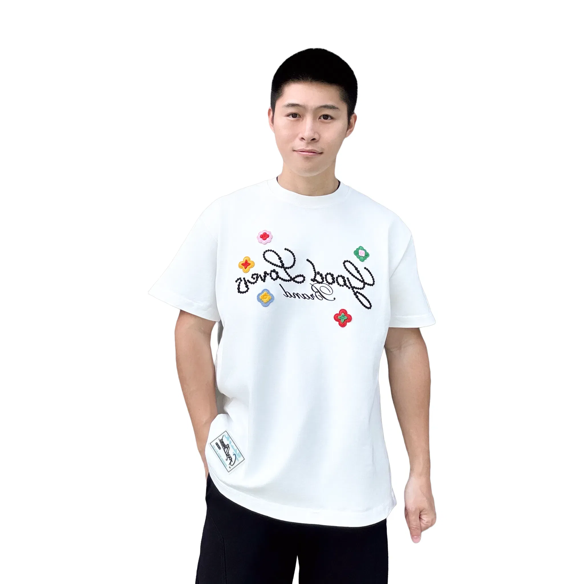 GOODBRAND Good Loves 3D Embroidered Slogan Tee White (SS25)