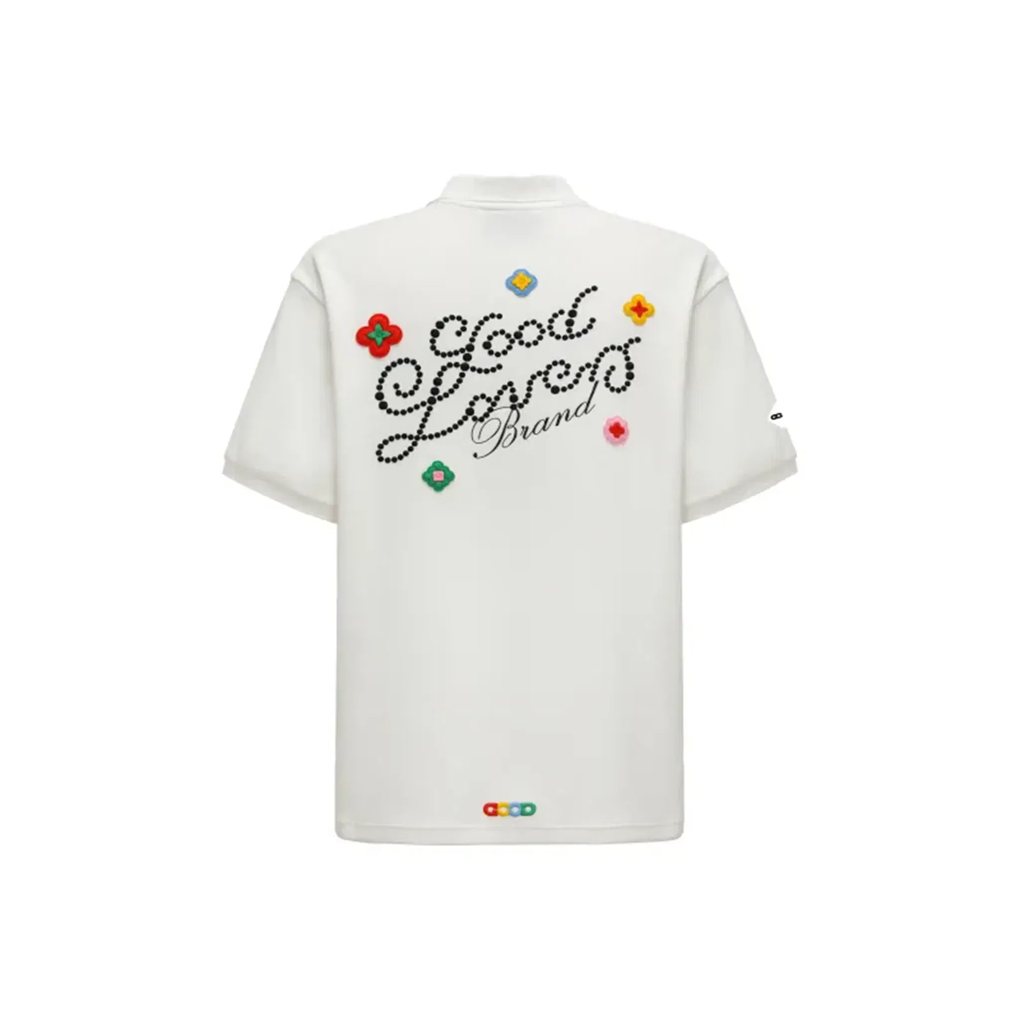 GOODBRAND Good Loves 3D Embroidered Slogan Polo Shirt White (SS25)