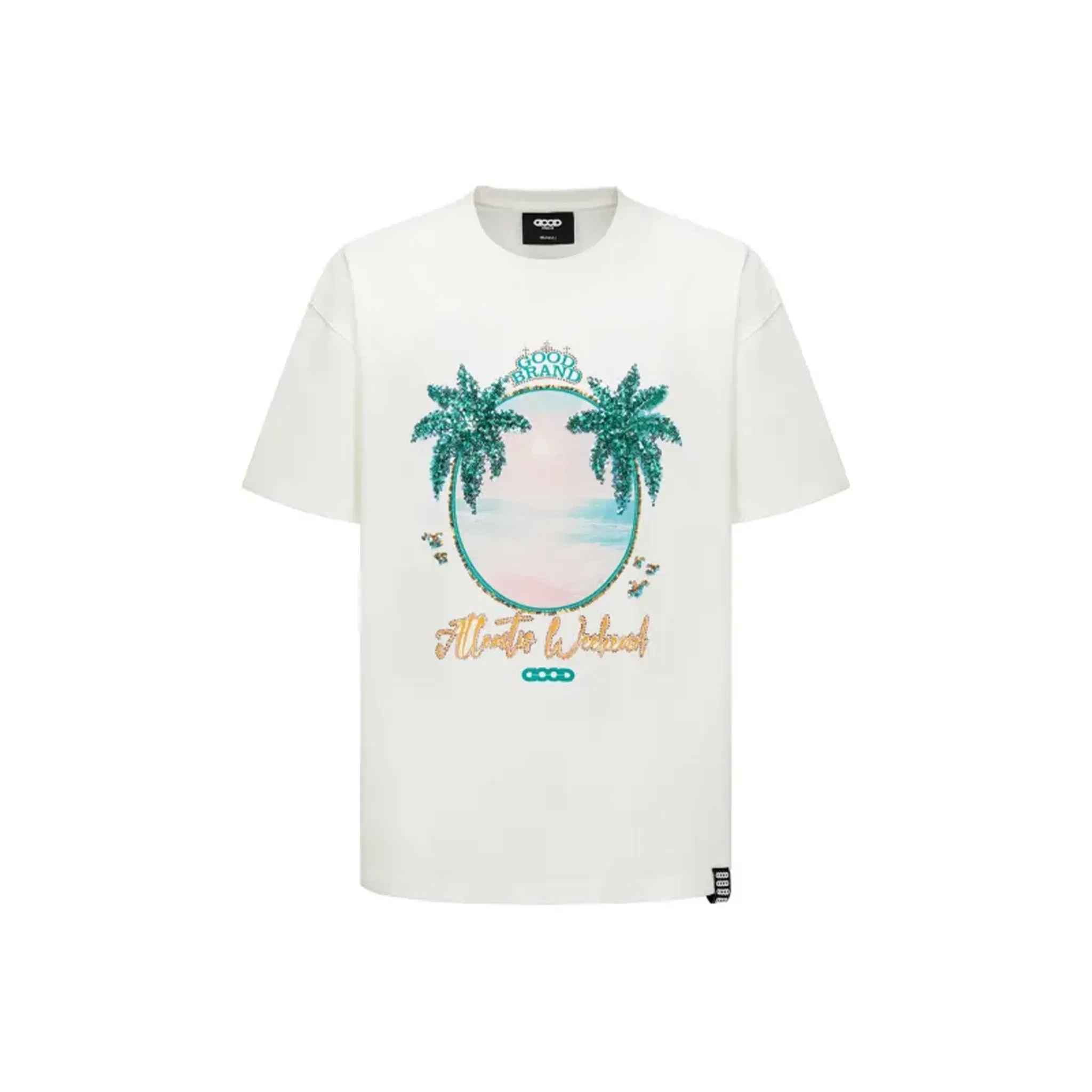 GOODBRAND Island Coconut Forest Sequin Embroidered Tee White (SS25)