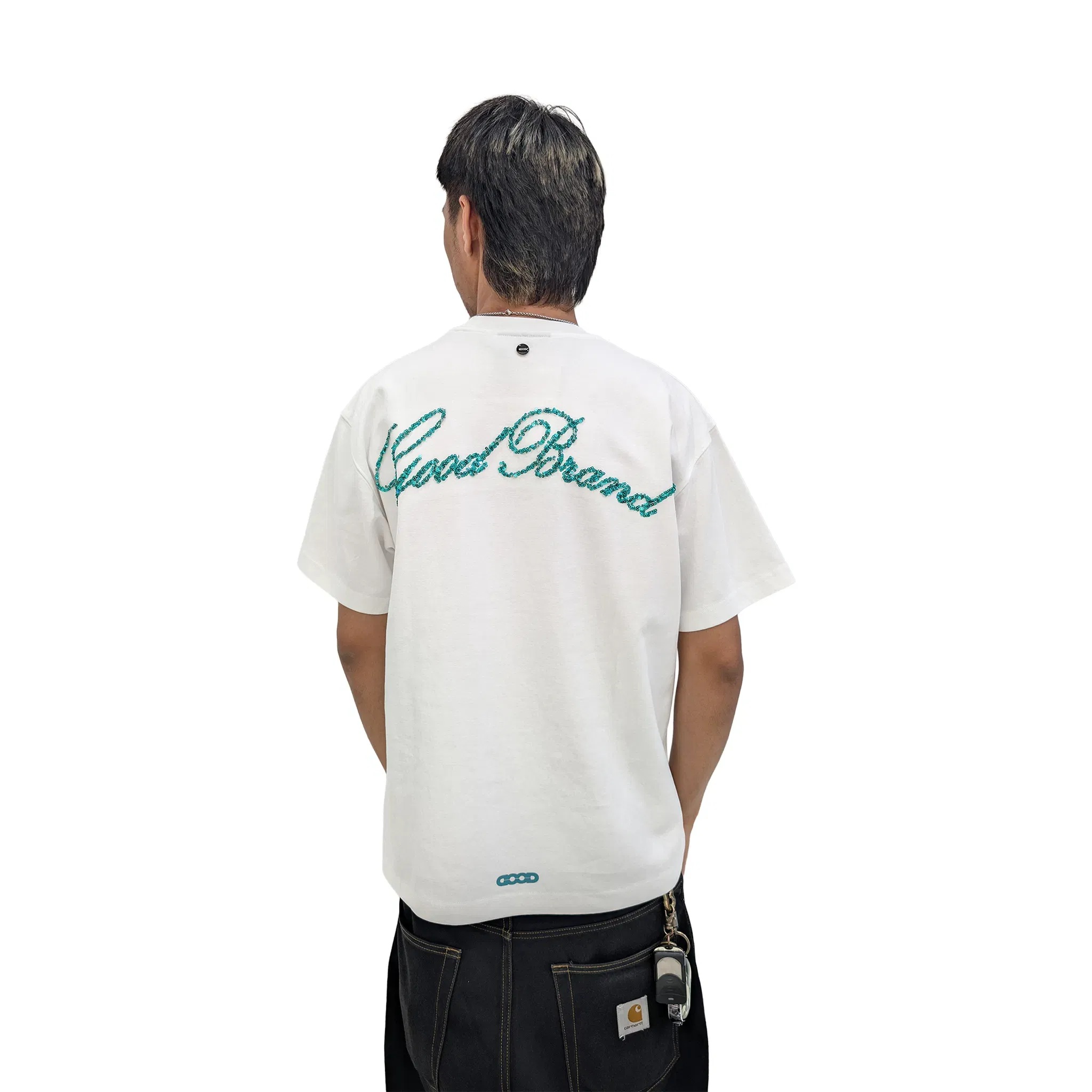 GOODBRAND Island Coconut Forest Sequin Embroidered Tee White (SS25)