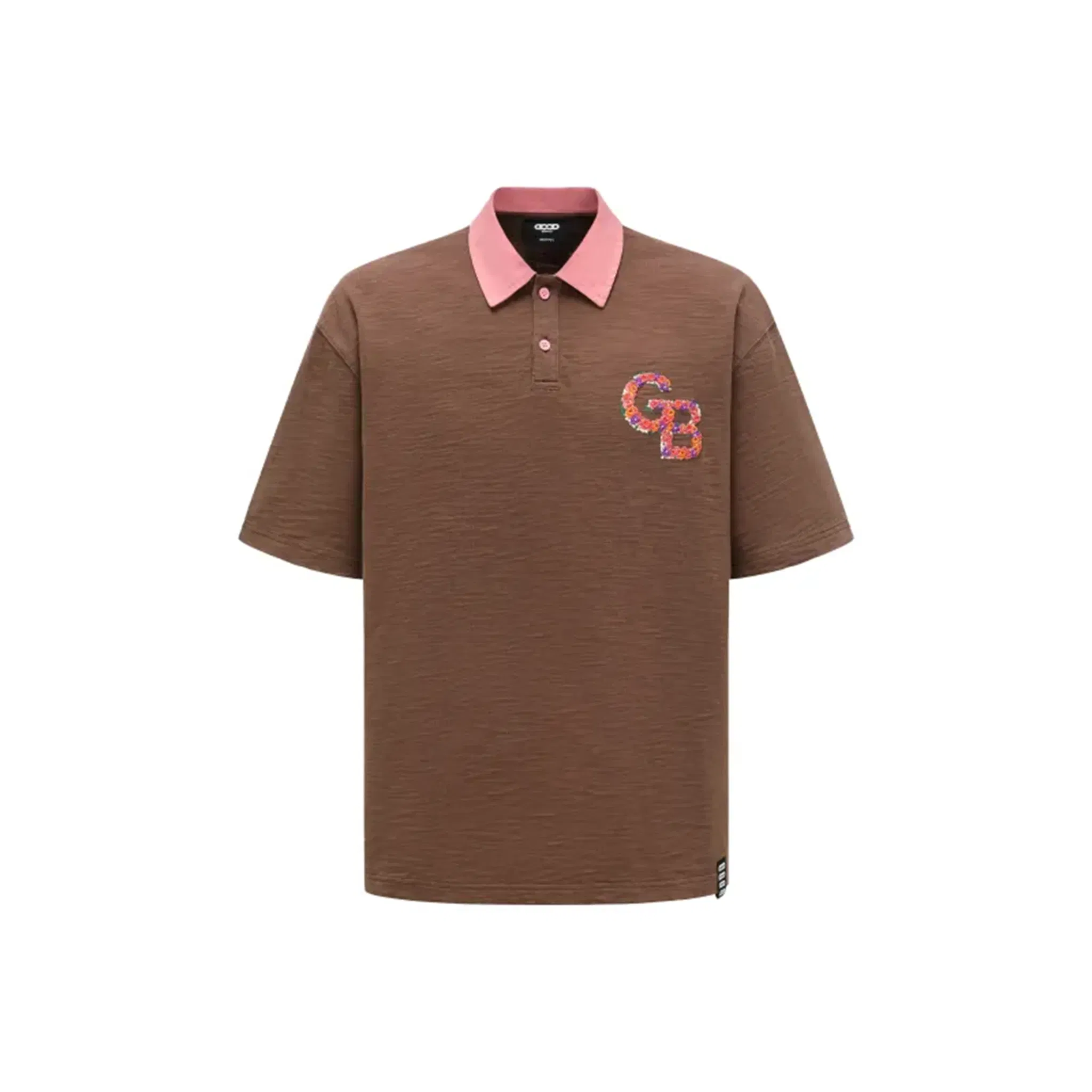 GOODBRAND Colourful Flower Contrast Polo Shirt Brown (SS25)