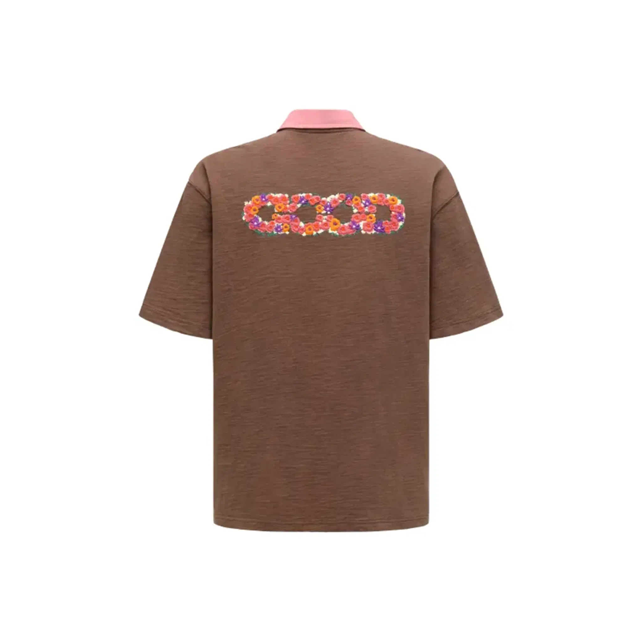 GOODBRAND Colourful Flower Contrast Polo Shirt Brown (SS25)