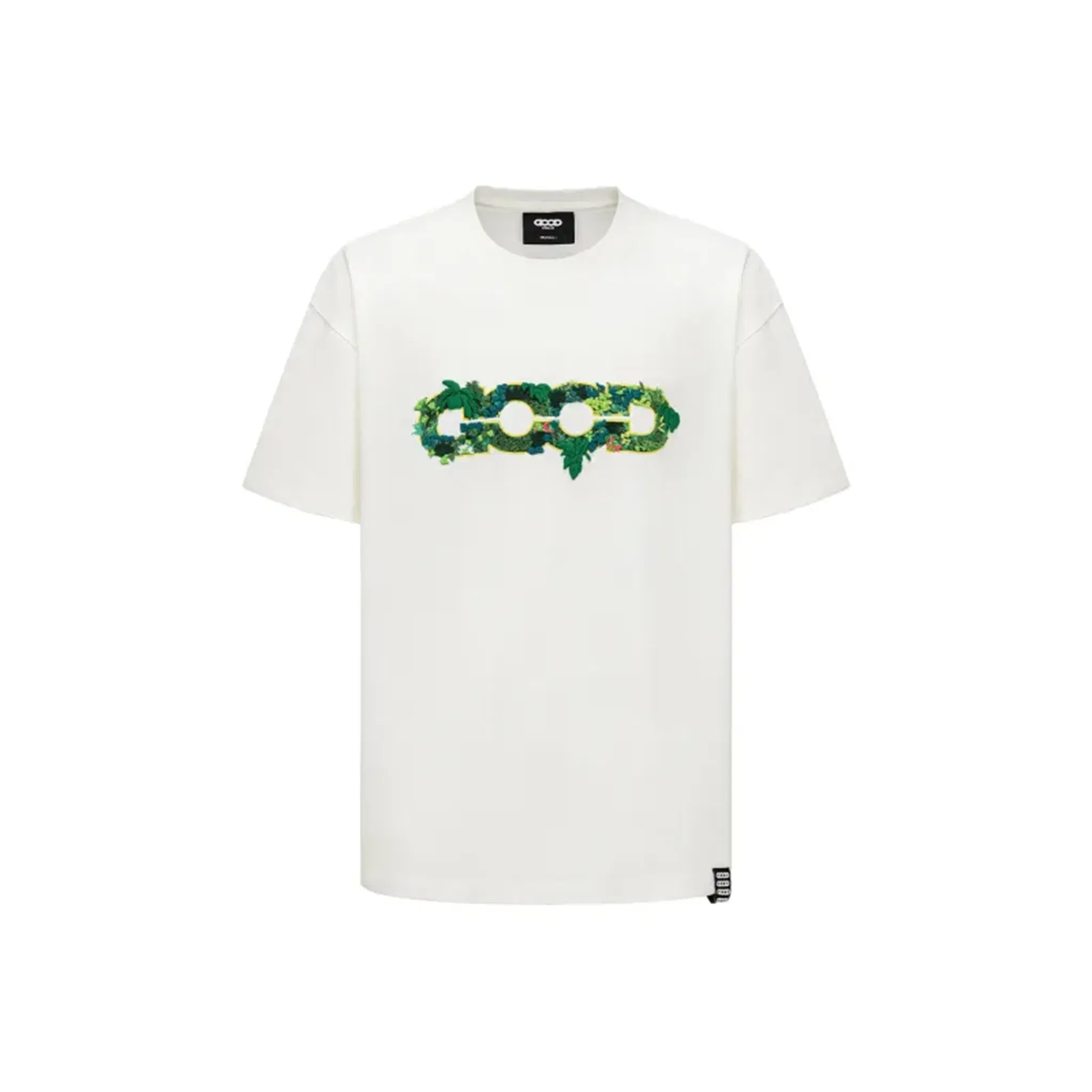 GOODBRAND 3D Green Plant Embroidered Map Logo Tee White (SS25)