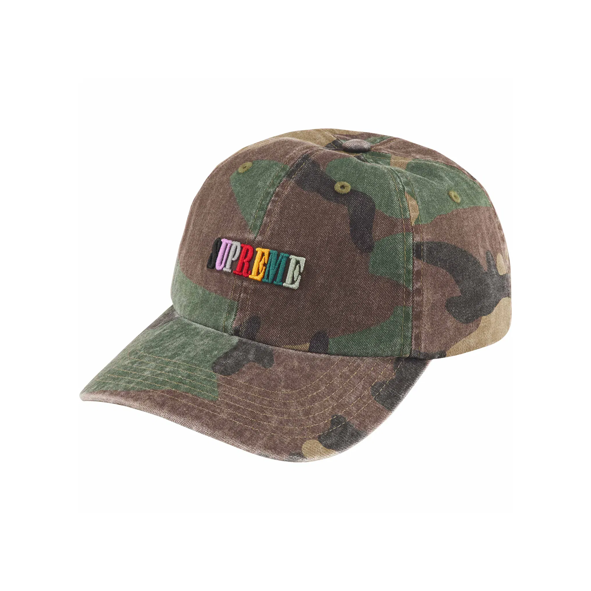 Supreme Pigment Dyed 6-Panel Cap Woodland Camo (SS25)