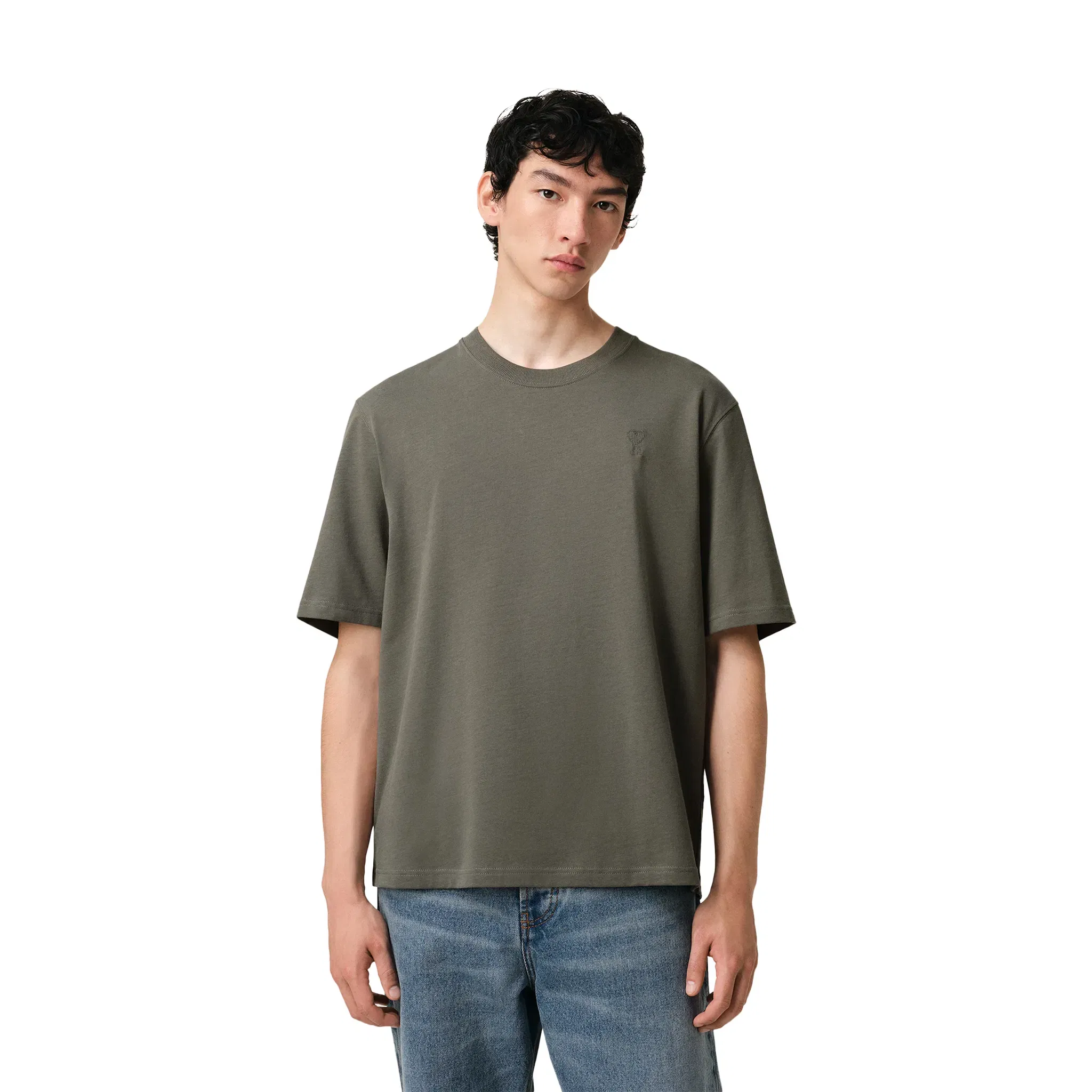 AMI PARIS Tonal Ami de Coeur Tee Smoke Grey (SS25)