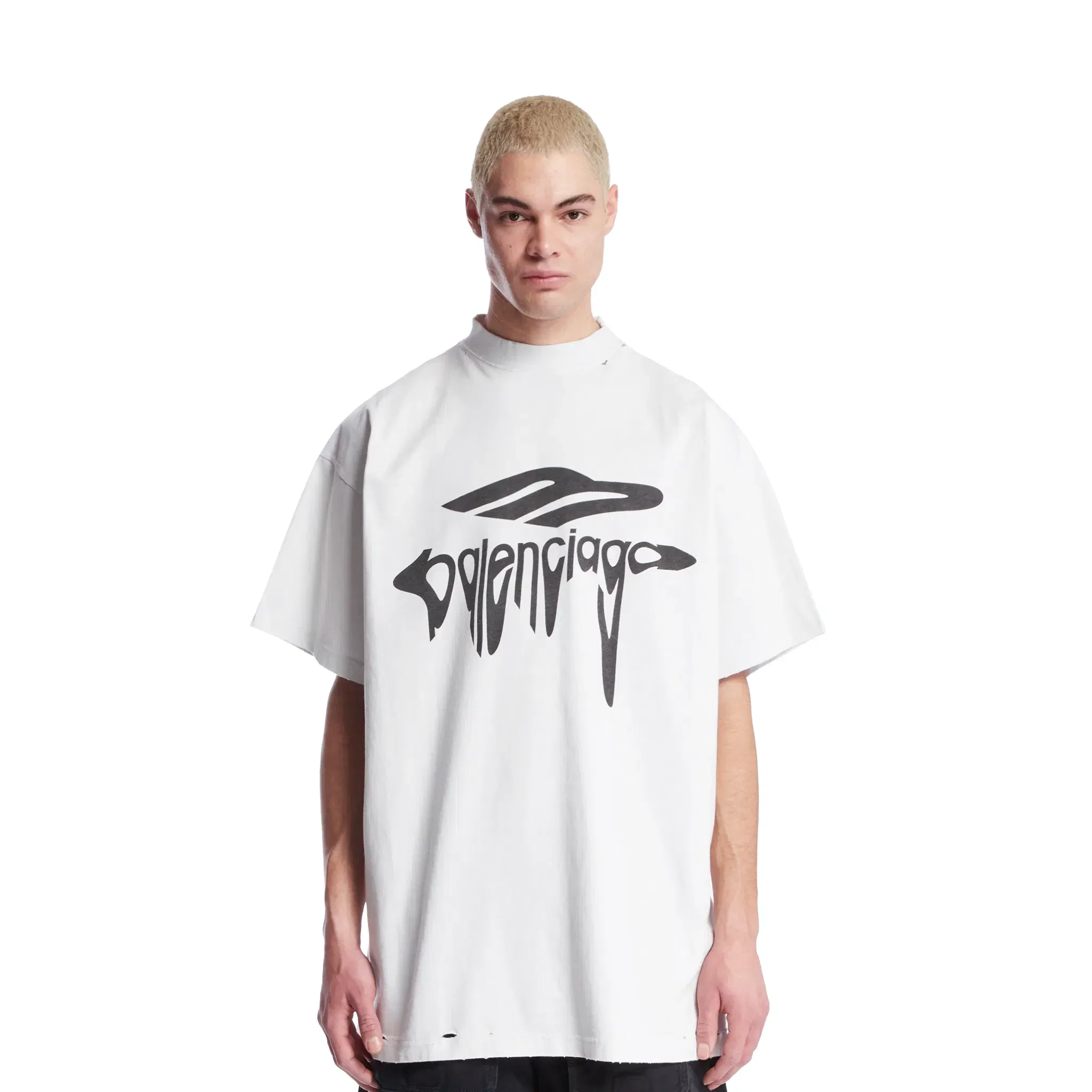BALENCIAGA 3B Liquefied Oversized Fit Tee White (SS25)