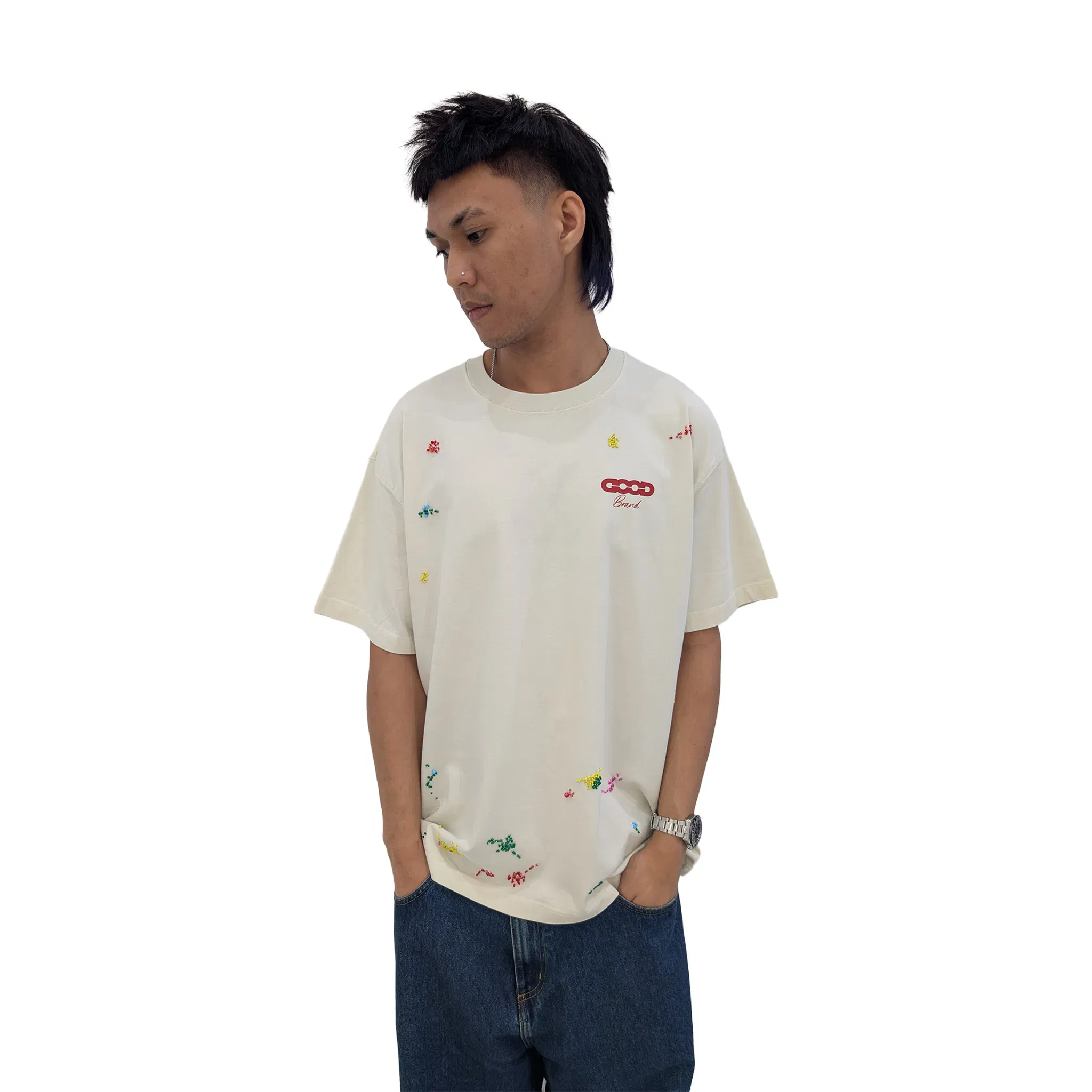 GOODBRAND Dopamine Tube Beaded Tee Beige (SS25)