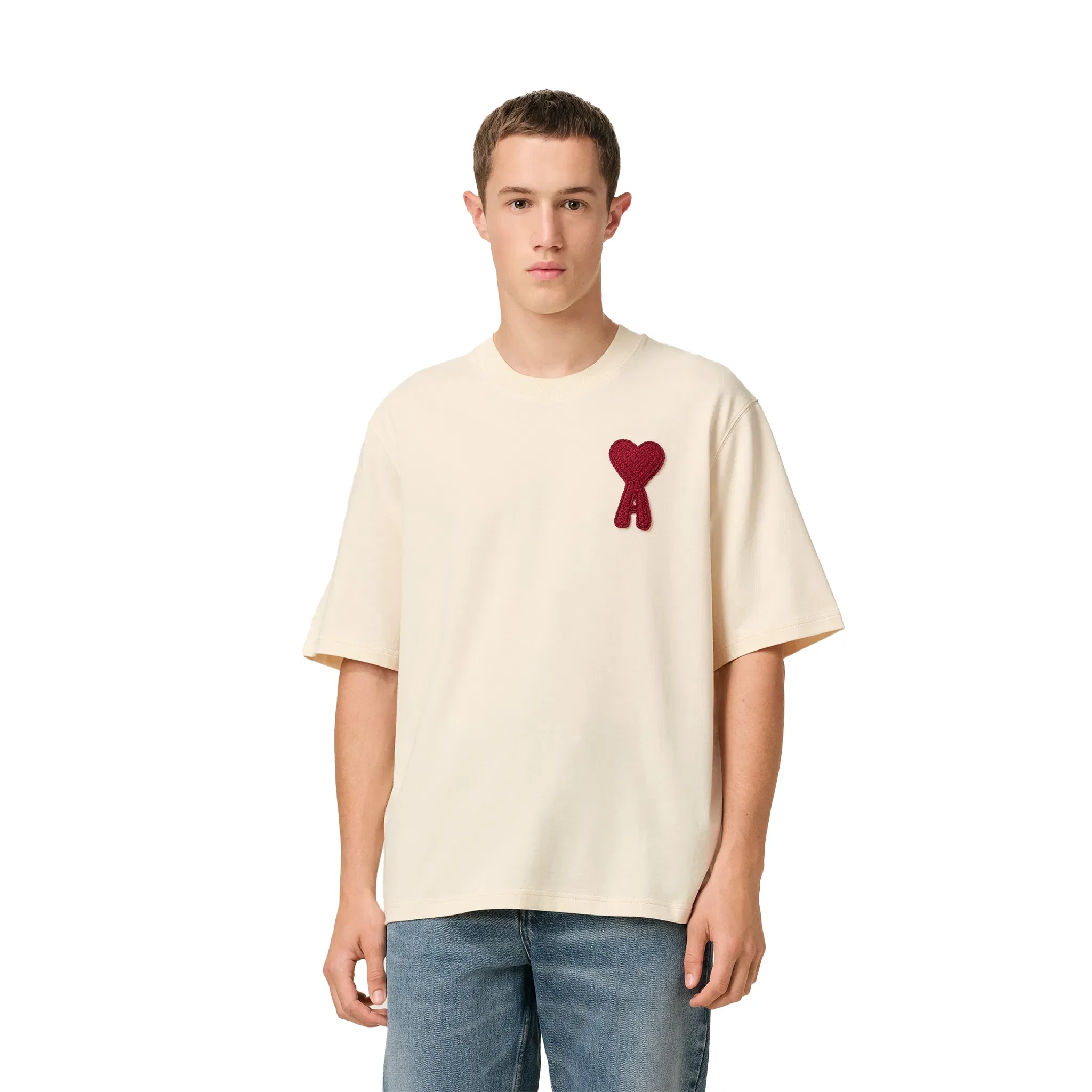 AMI PARIS Ami de Coeur Cotton Patch Tee White Cream (SS25)