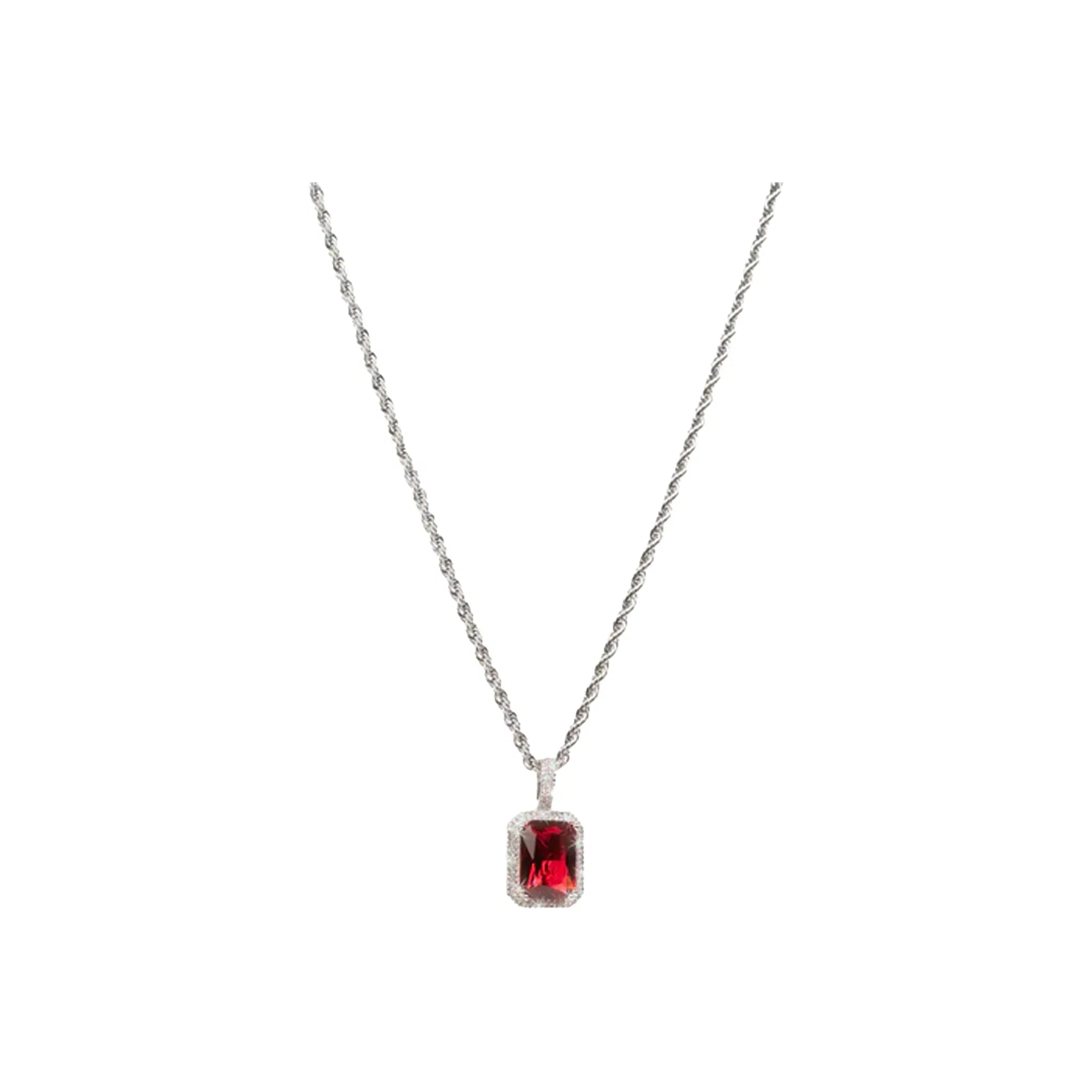 EK Collection Red Sapphire Necklace Silver (SS25)