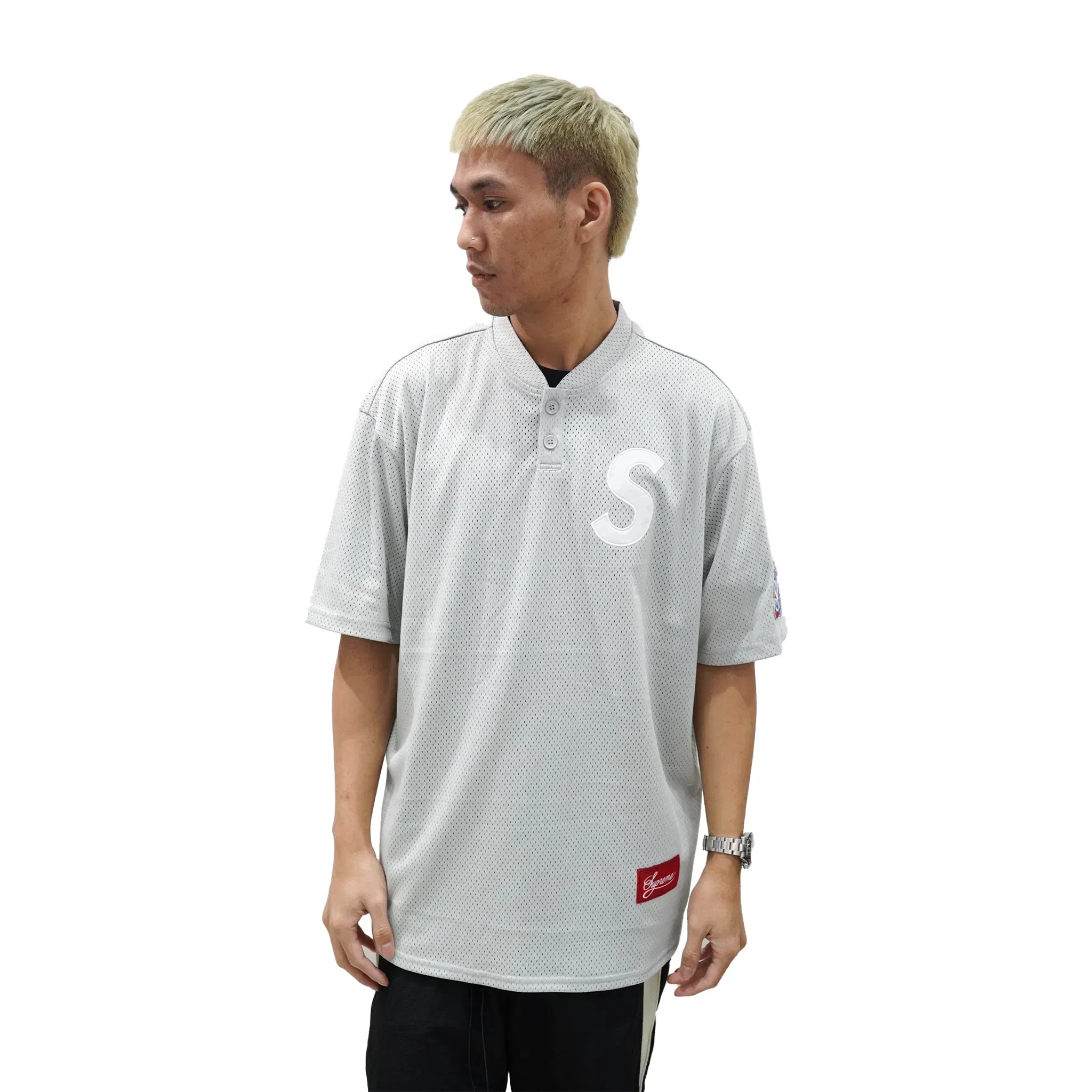 Supreme S Logo Baseball Henley Jersey Grey (FW24)