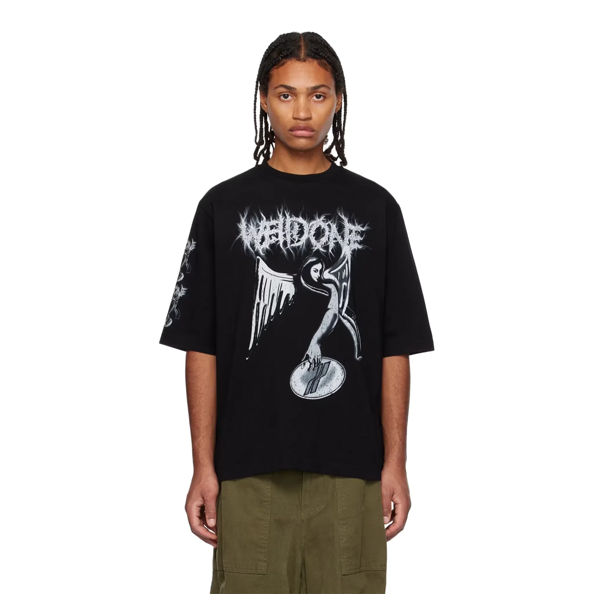 WE11DONE Crack Angel Print Tee Black (SS24)