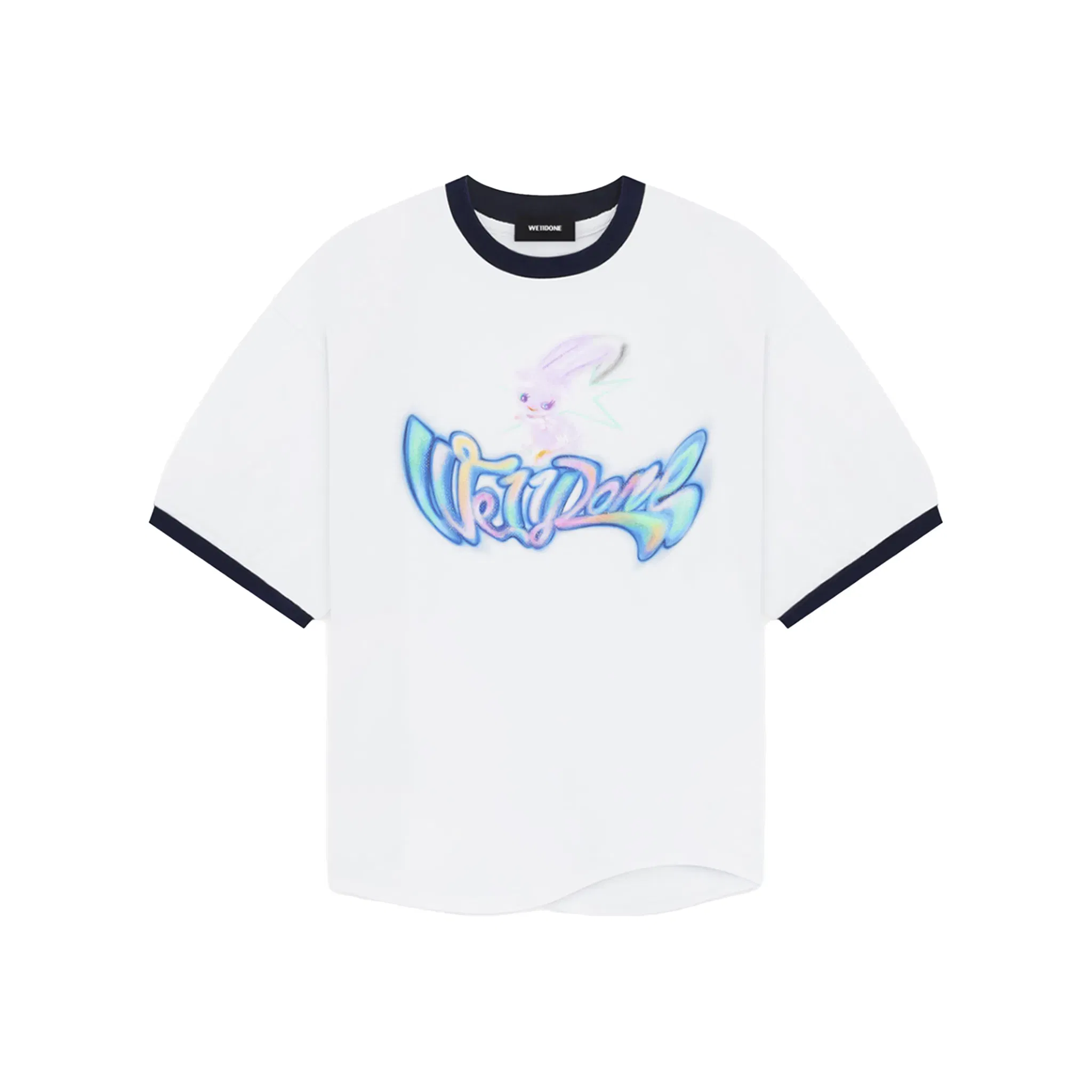 WE11DONE Colour Logo Monster Print Ringer Tee White (SS24)