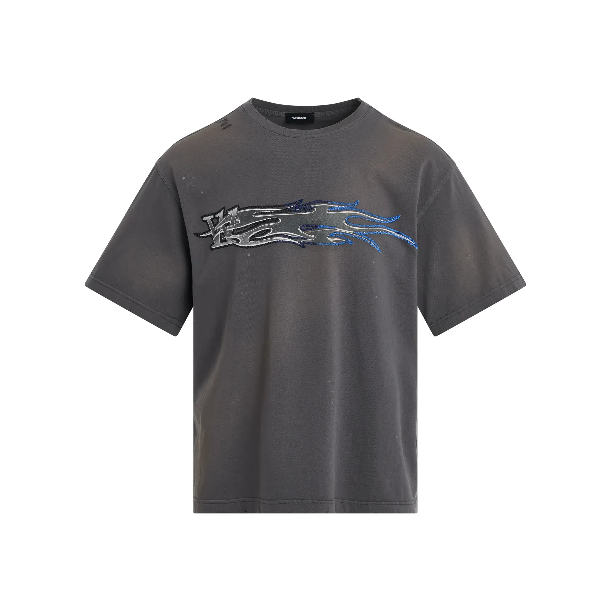 WE11DONE Metallic Print Tee Charcoal (SS24)