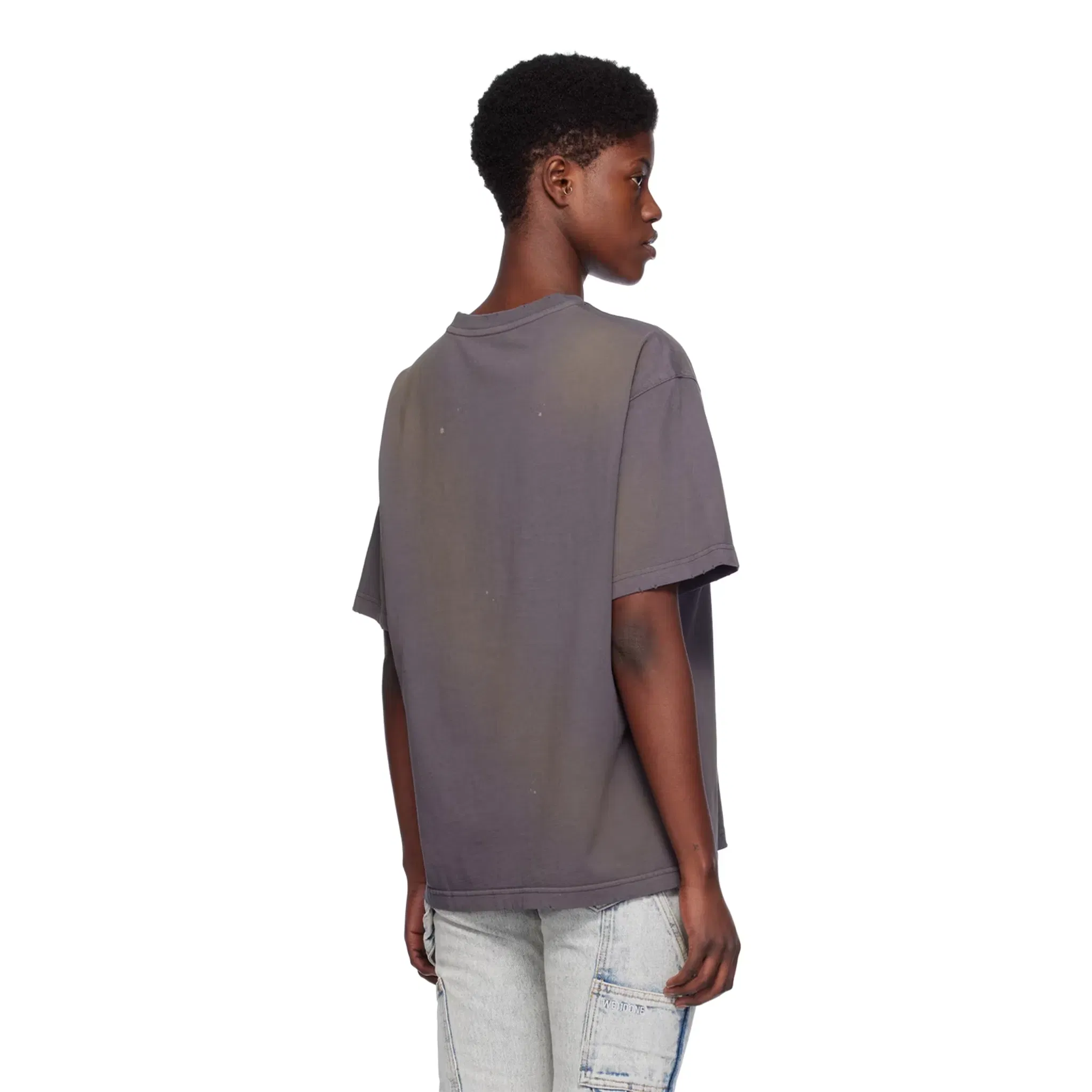 WE11DONE Metallic Print Tee Charcoal (SS24)