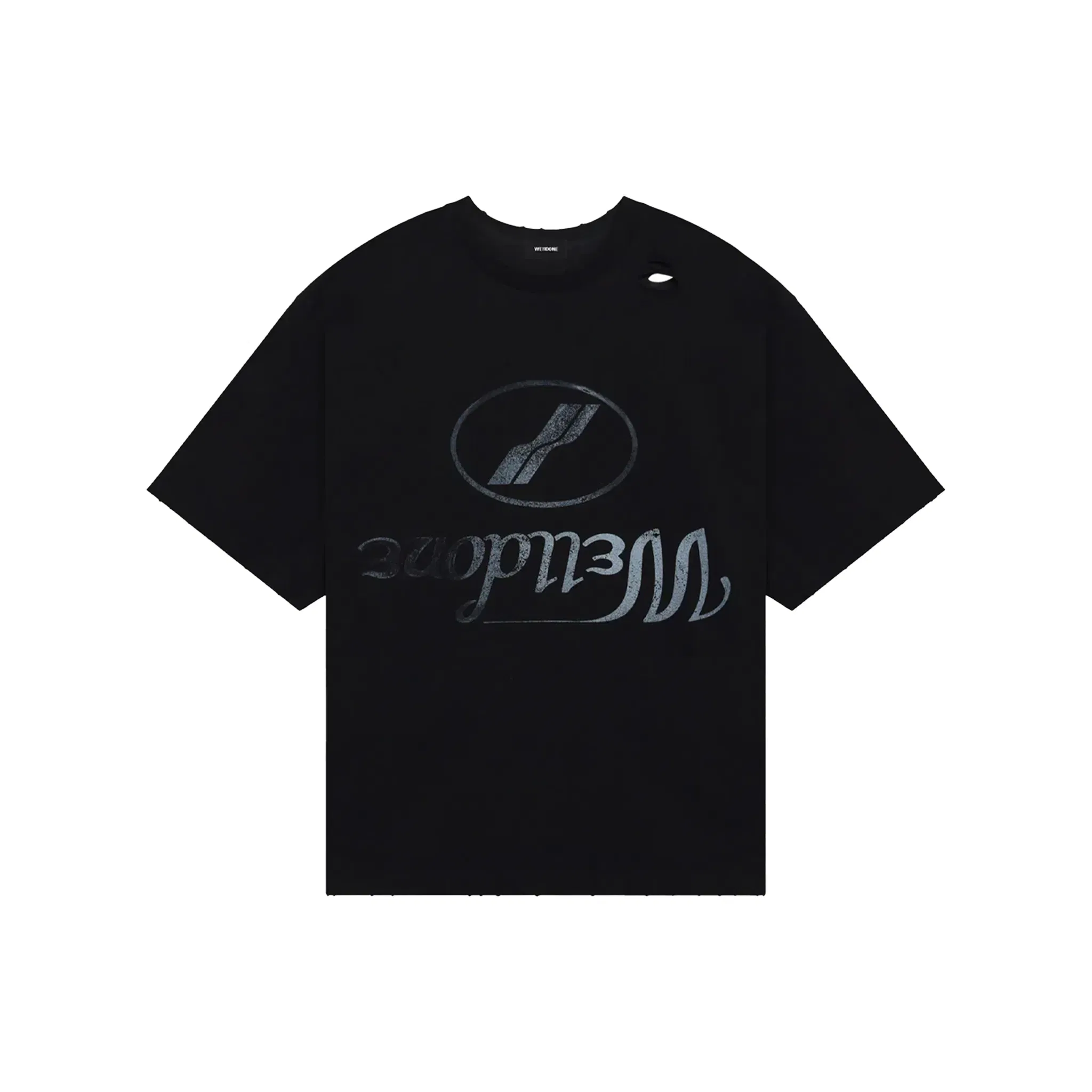 WE11DONE Destroyed Reversed Logo Tee Black (SS24)