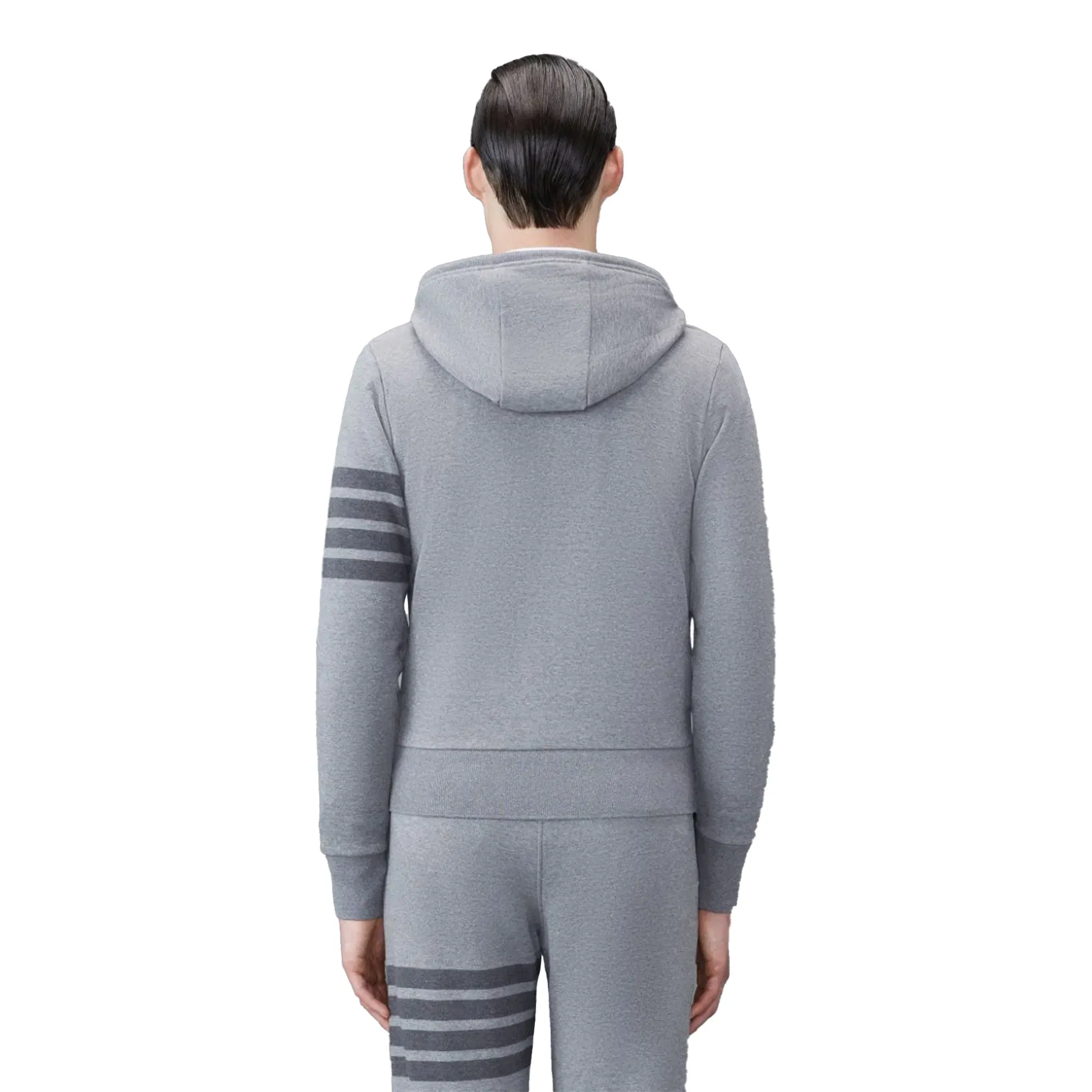 THOM BROWNE Classic Loopback 4-Bar Full Zip Hoodie Medium Grey (SS23)