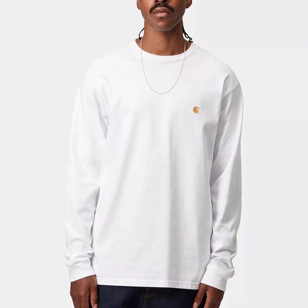 Carhartt Work in Progress Carhartt WIP L/S Chase T-Shirt – White / Gold (I026392)