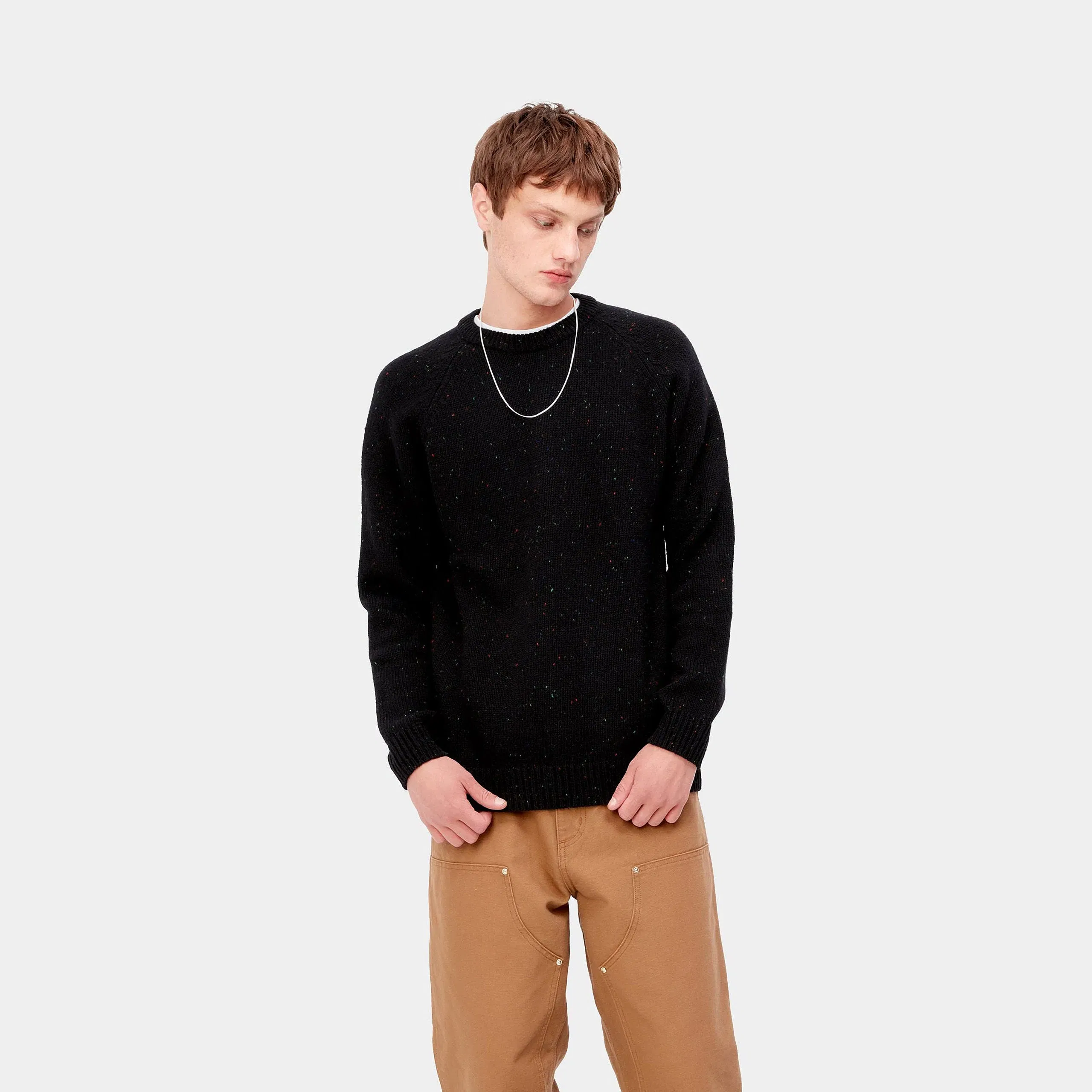 Carhartt Work in Progress Carhartt WIP Anglistic Crewneck Pullover - Schwarz (Speckled Black)