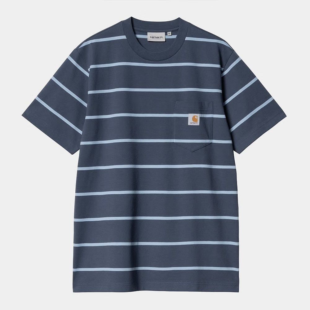 Carhartt Work in Progress Carhartt WIP S/S Aiken Pocket T-Shirt - Aiken Stripe, Dusky Blue