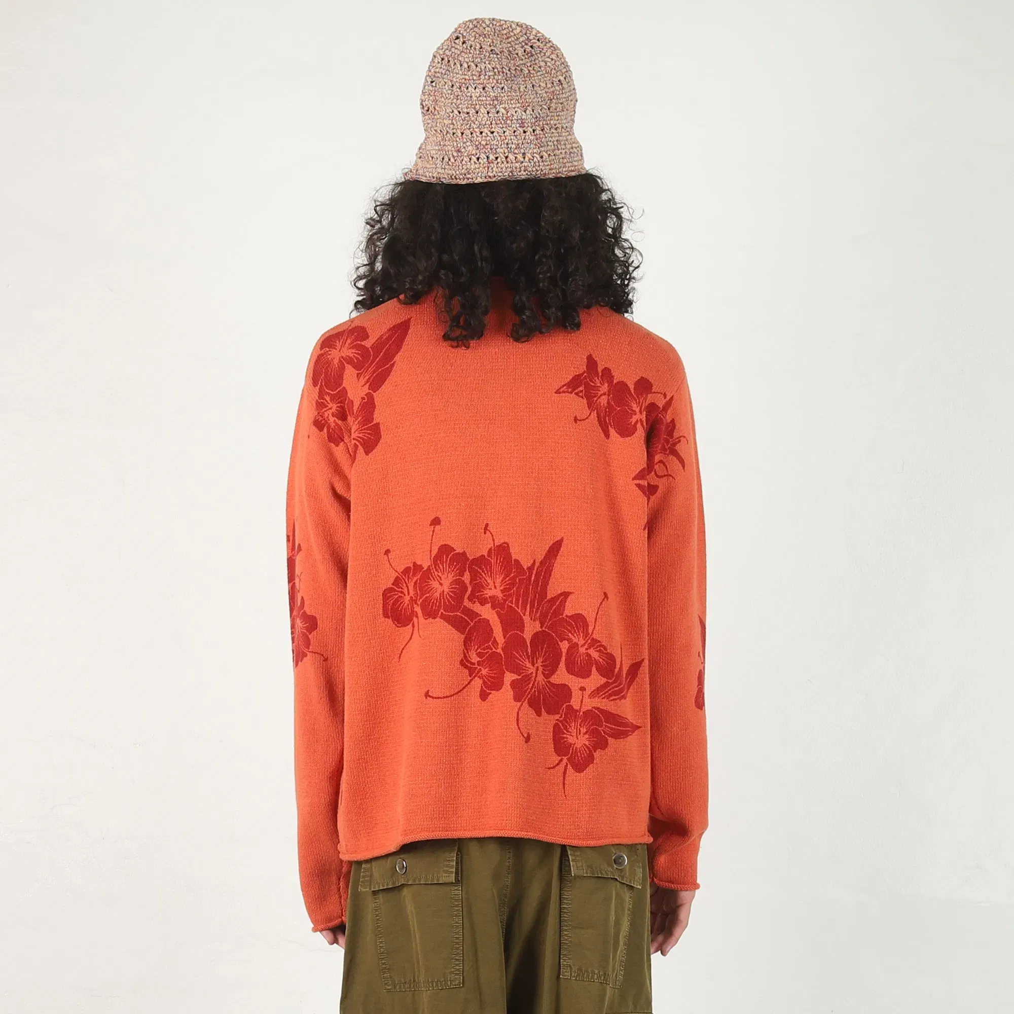Stussy Floral Roll Neck Sweater - Rust