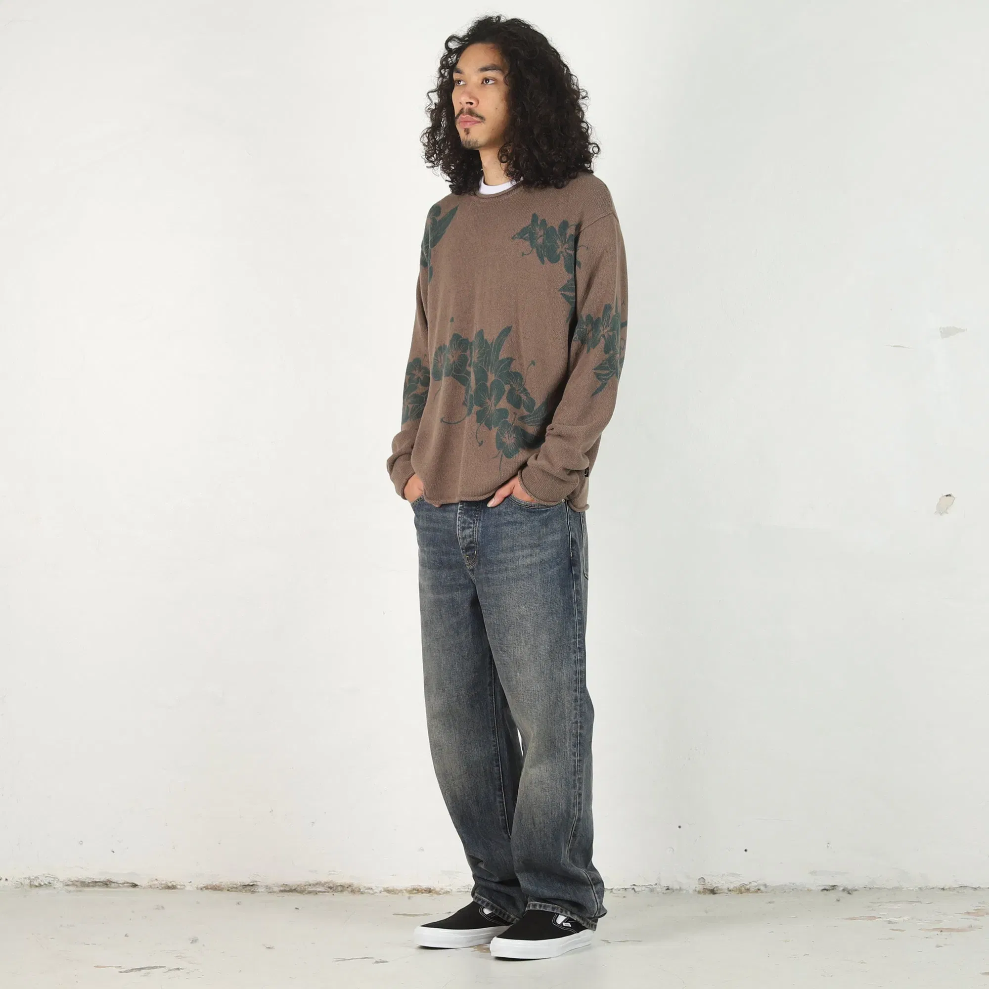 Stussy Floral Roll Neck Sweater - Brown