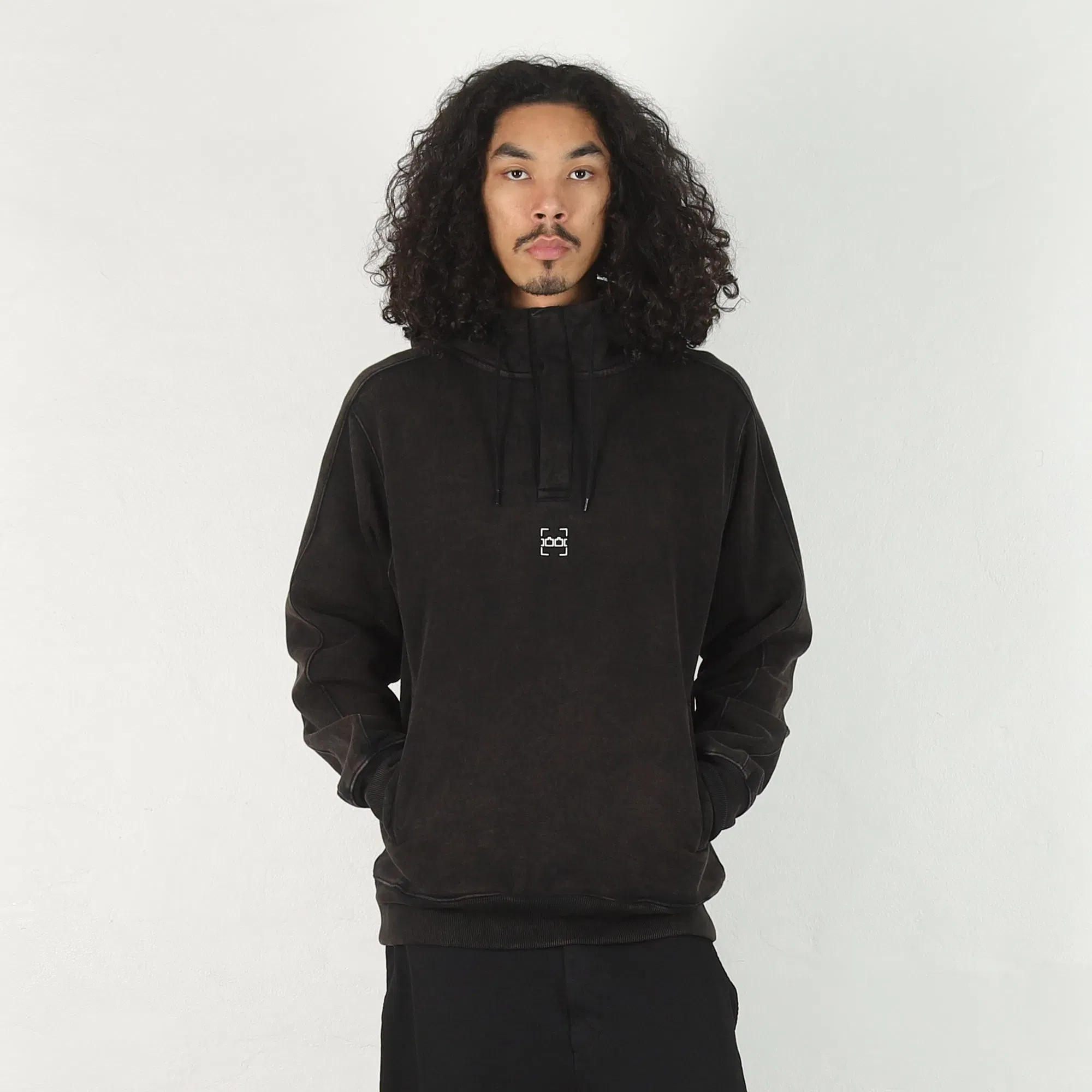 The Trilogy Tapes Dash Line Washed Hoodie - Black