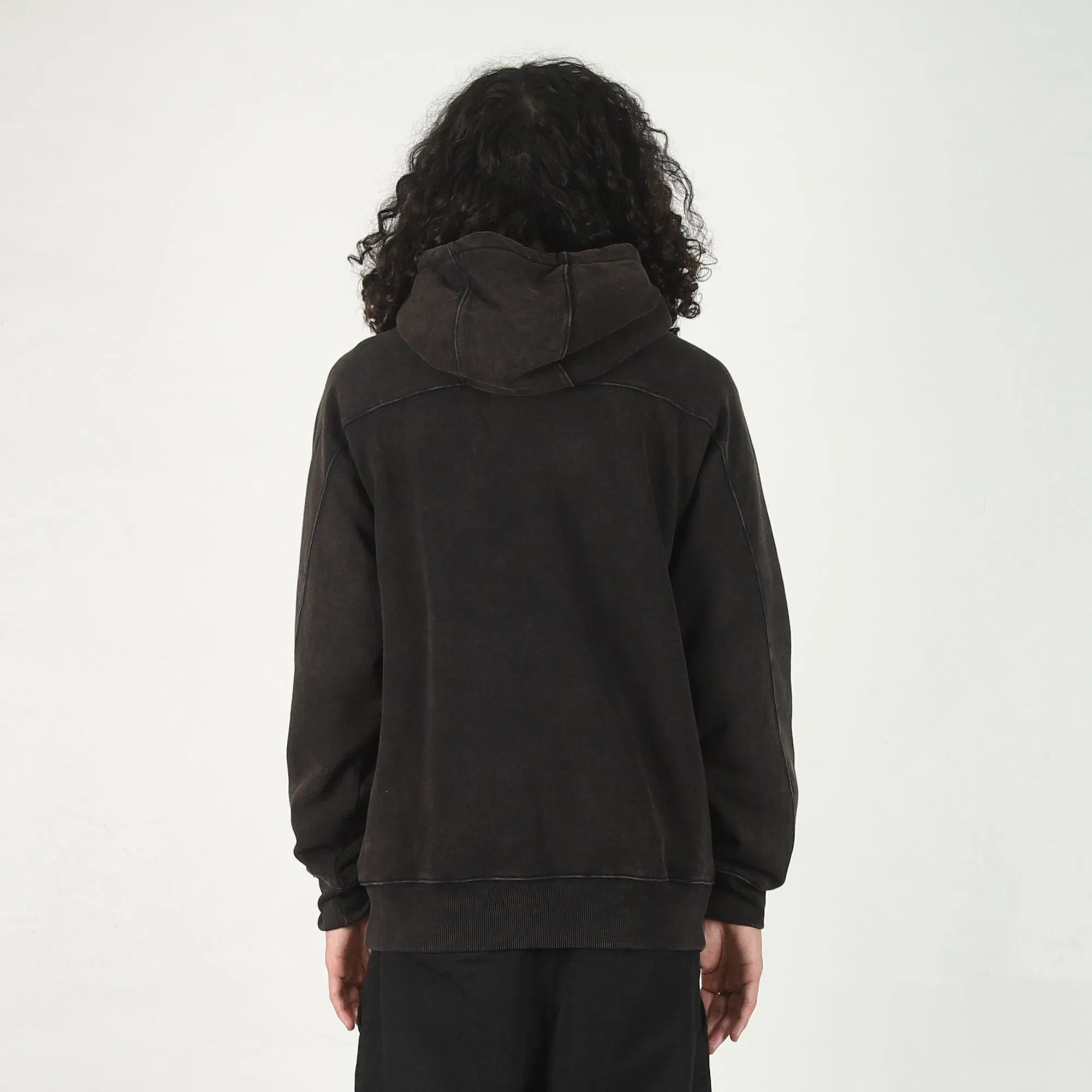 The Trilogy Tapes Dash Line Washed Hoodie - Black