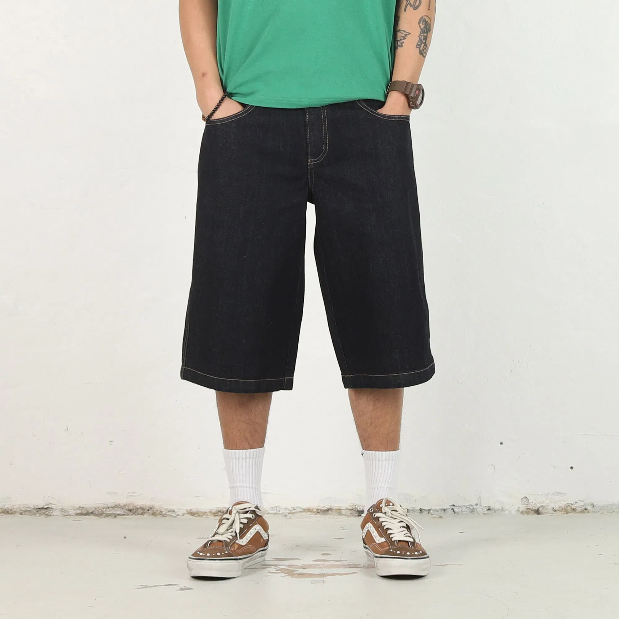 Punkandyo Curve Denim Shorts - Indigo