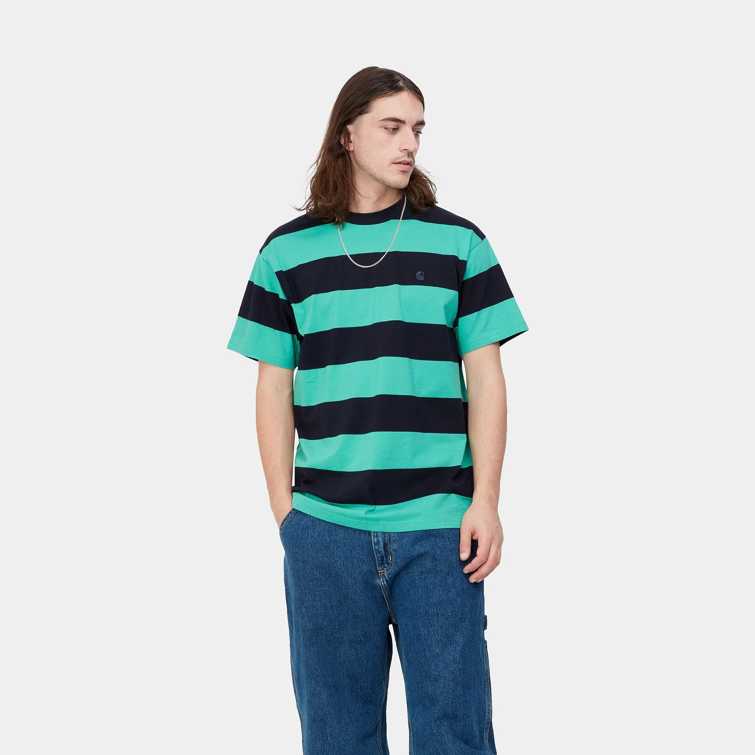Carhartt Work in Progress Carhartt WIP S/S Dampier T-Shirt - Dark Navy / Aqua Green