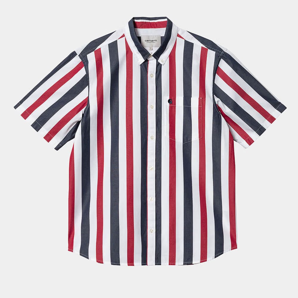 Carhartt Work in Progress Carhartt WIP S/S Elcano Shirt - Elcano Stripe, Arcade / Dark Navy