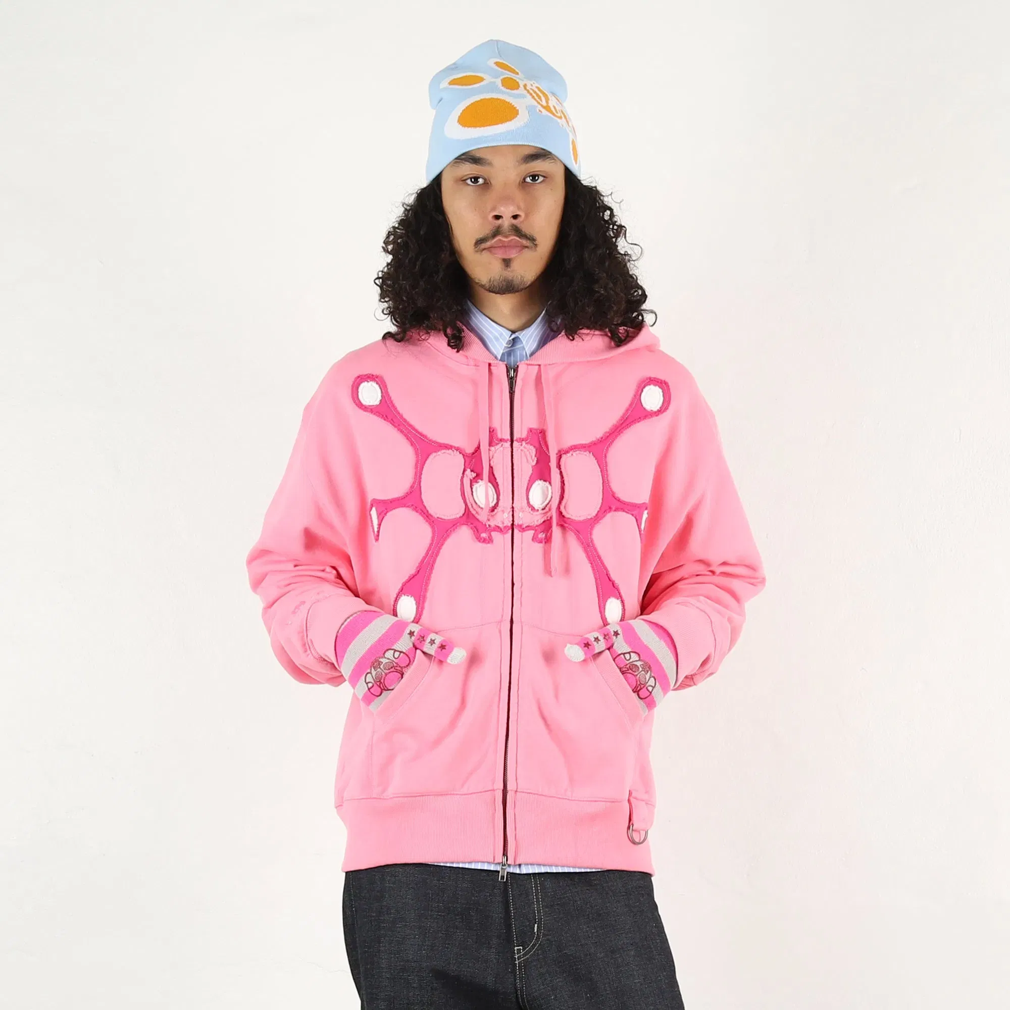 Happy99 Angel99 Zip Up Hoodie - Pink