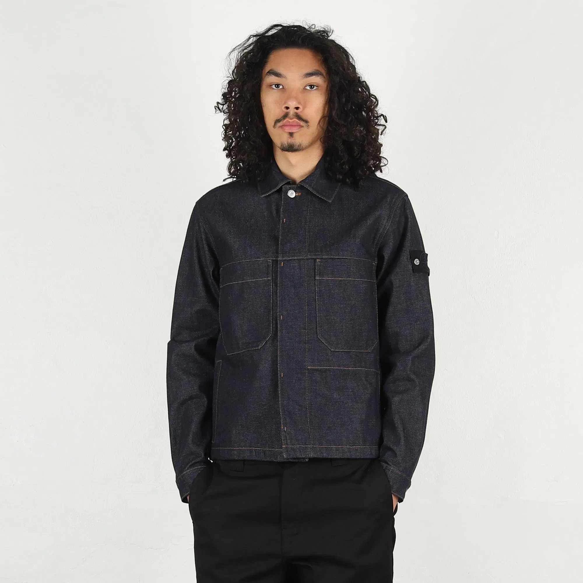 Stone Island 4100006 Biker Jacket - Blue Raw