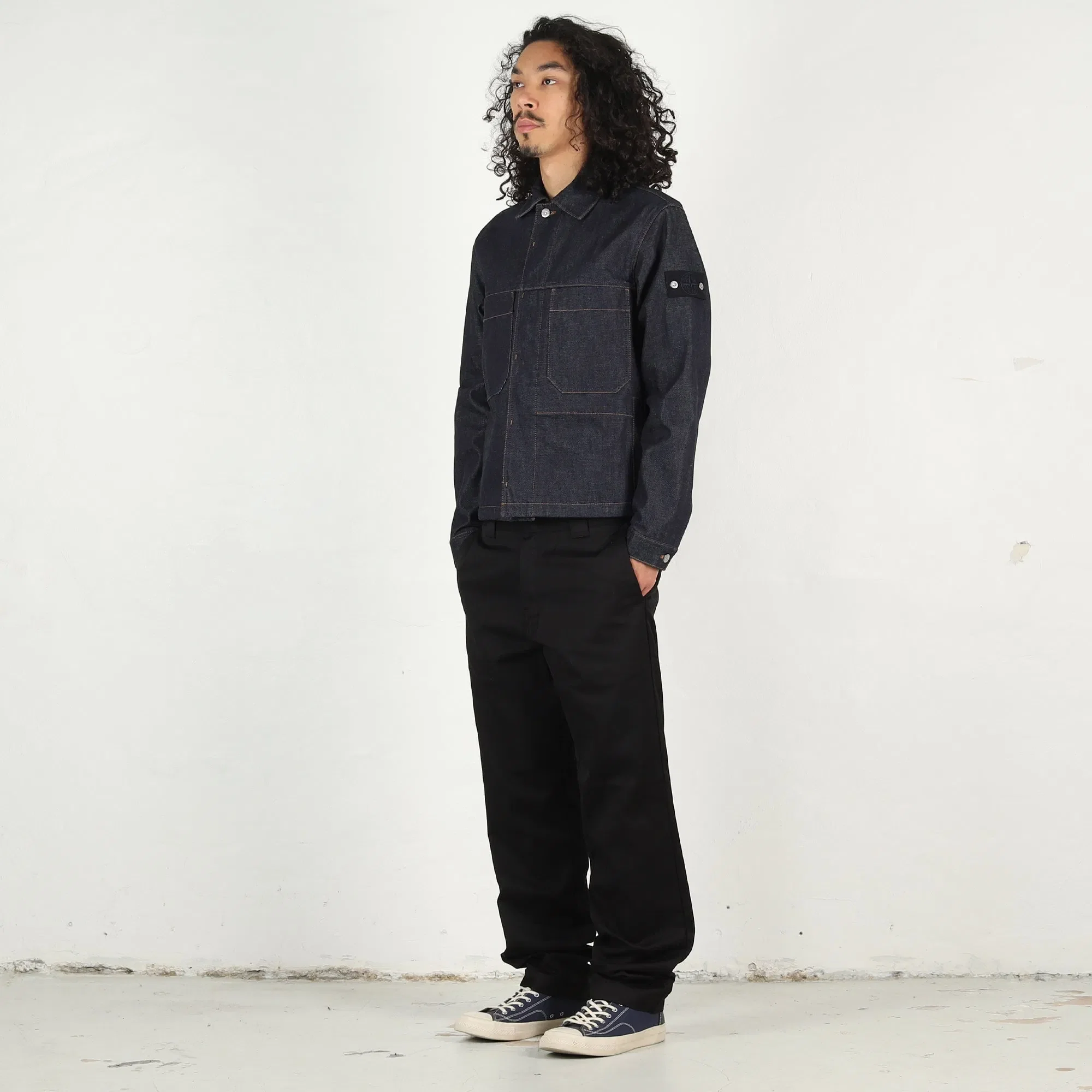 Stone Island 4100006 Biker Jacket - Blue Raw