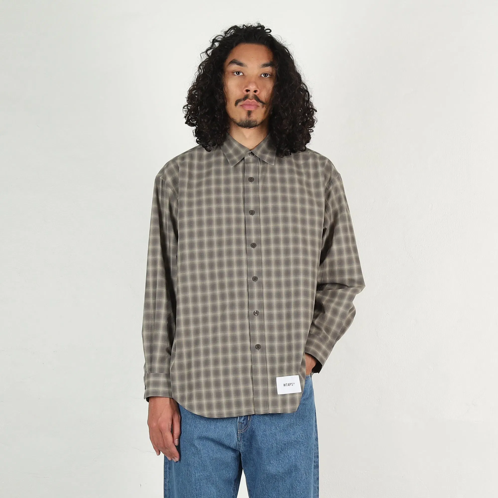 WTAPS TXT 01 LS Broadcloth Shirt - Olive Drab