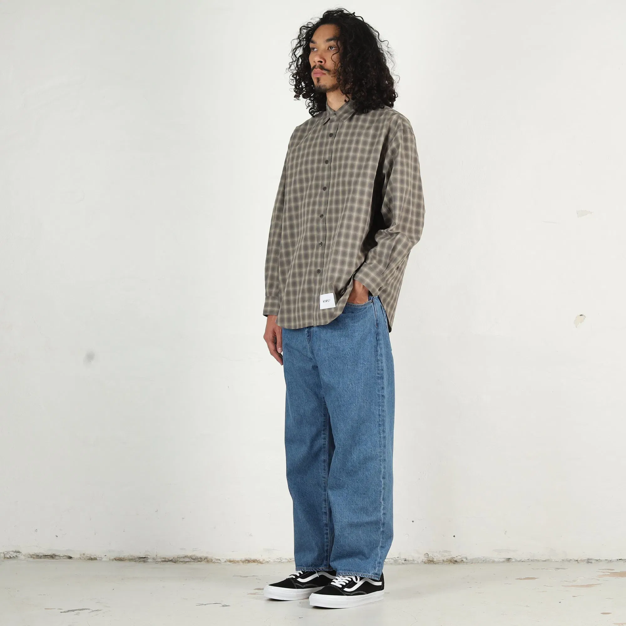 WTAPS TXT 01 LS Broadcloth Shirt - Olive Drab