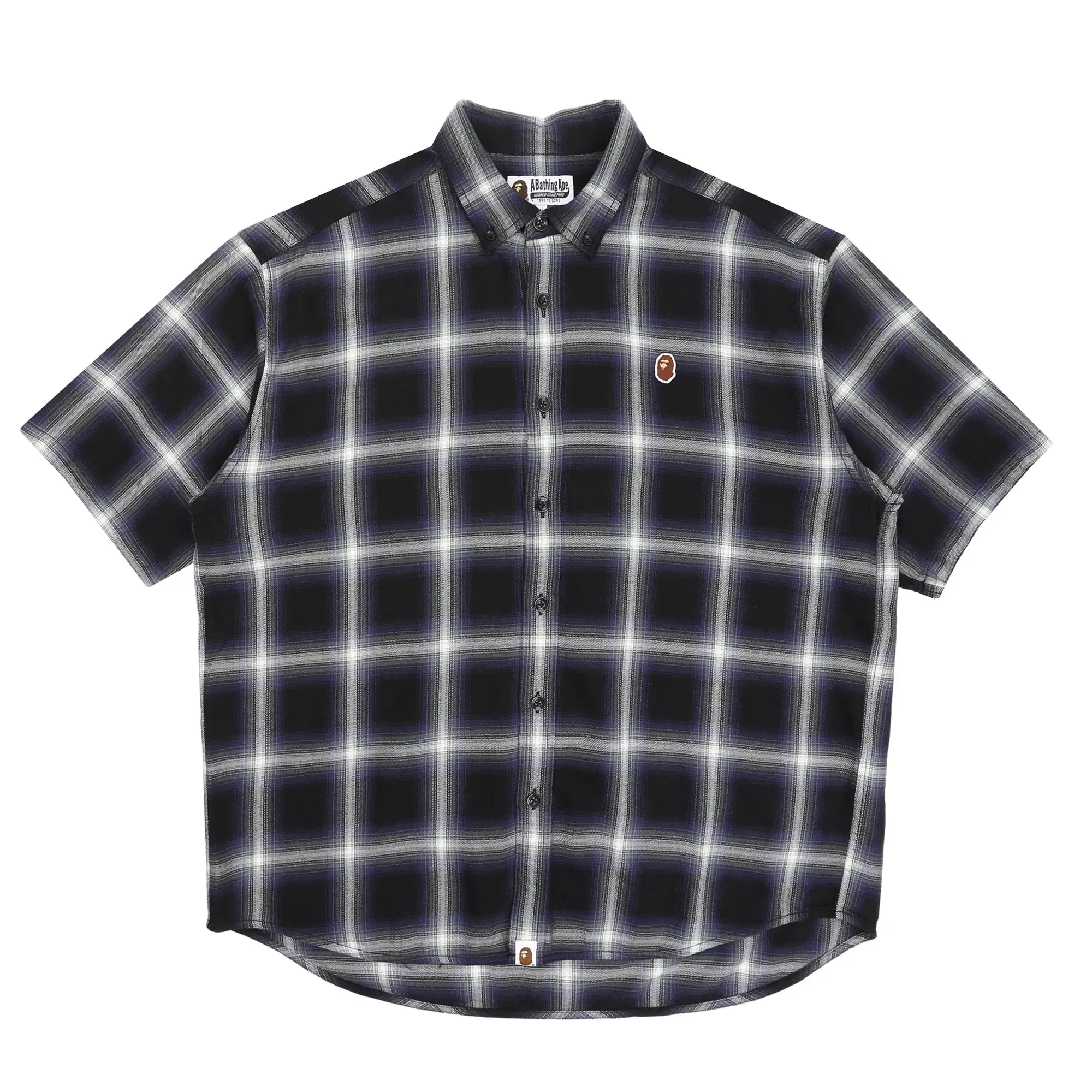 BAPE One Point Ombre Check Flannel SS Shirt - Black