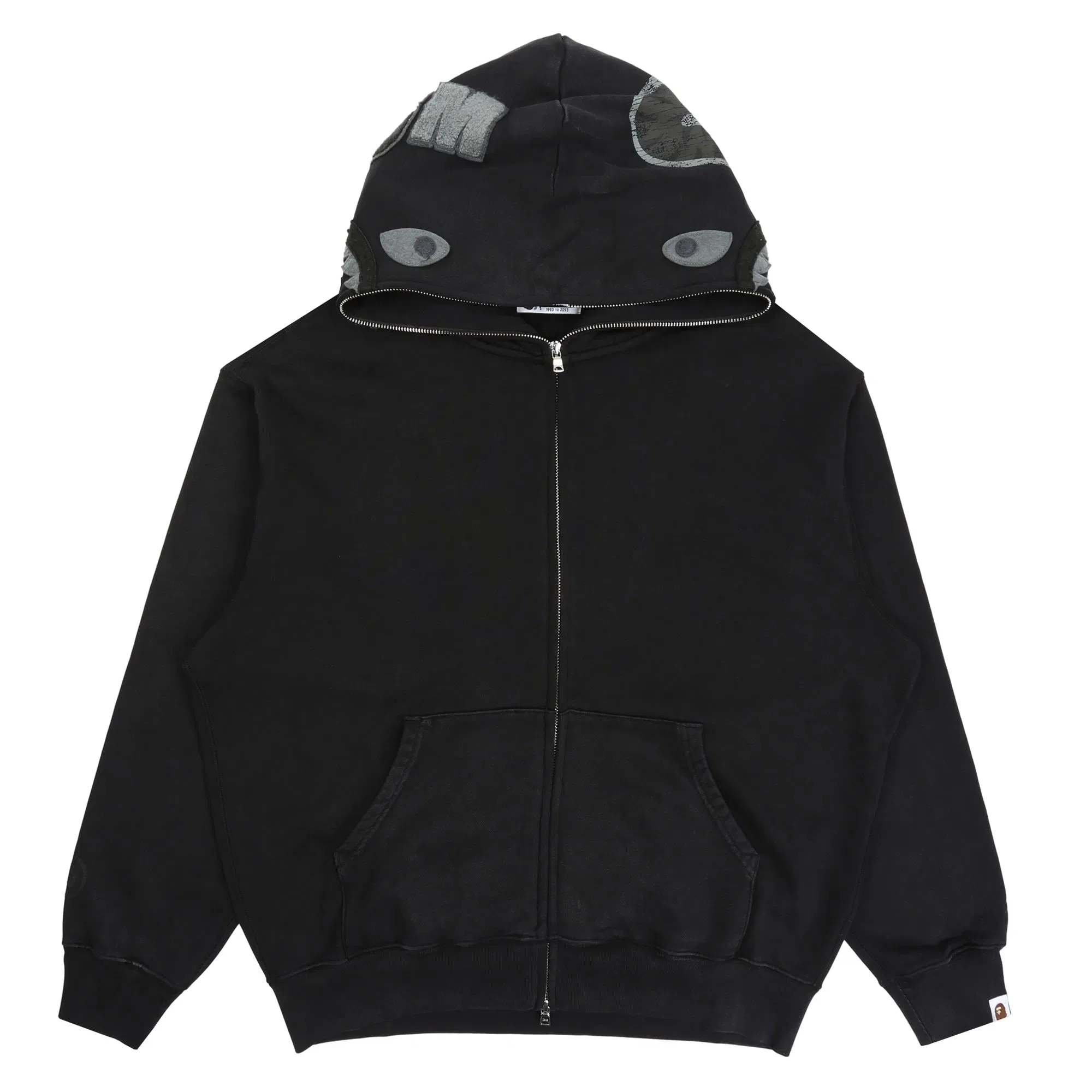 BAPE Garment Dye Shark Full Zip Hoodie - Black
